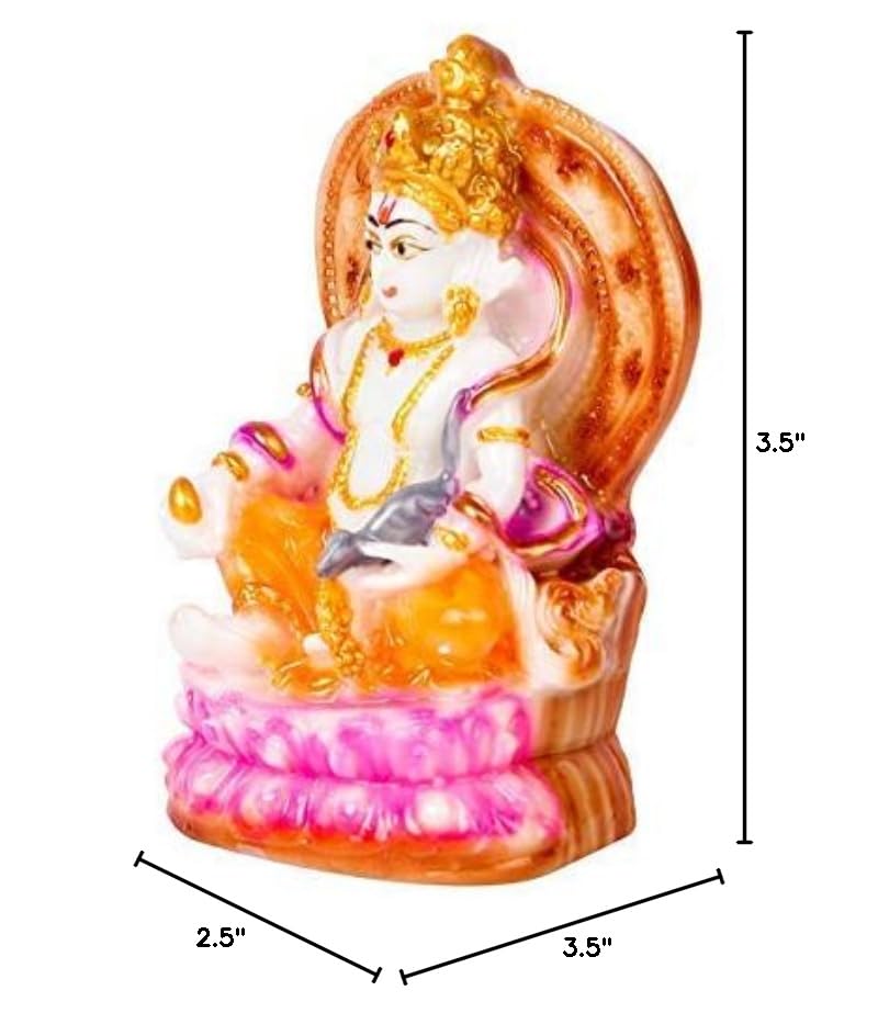 GLOOKS Kuber Marble Dust Idols - 3.50 Inch Hindu God Statue for Home Altar, Office Desk & Spiritual Decor | Handcrafted Religious Figurine for Pooja, Meditation & Gift Giving