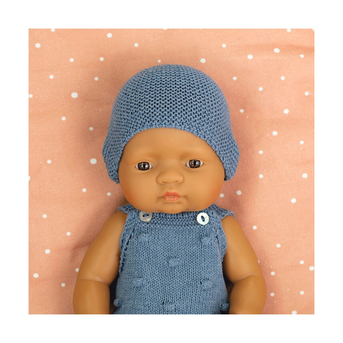 Miniland 32cm Knitted Doll Romper & Beanie Hat Set - Soft Baby Doll Clothes for 12-18