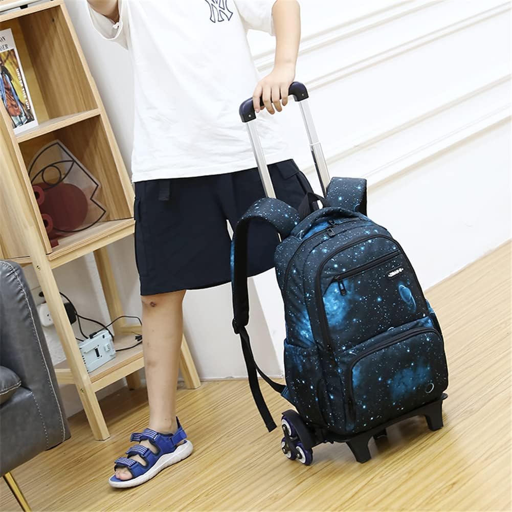 Galaxy Rolling Backpack with Wheels for Boys & Girls - Durable Wheeled School Backpack for Elementary Students - Perfect for School, Travel & Daily Commute