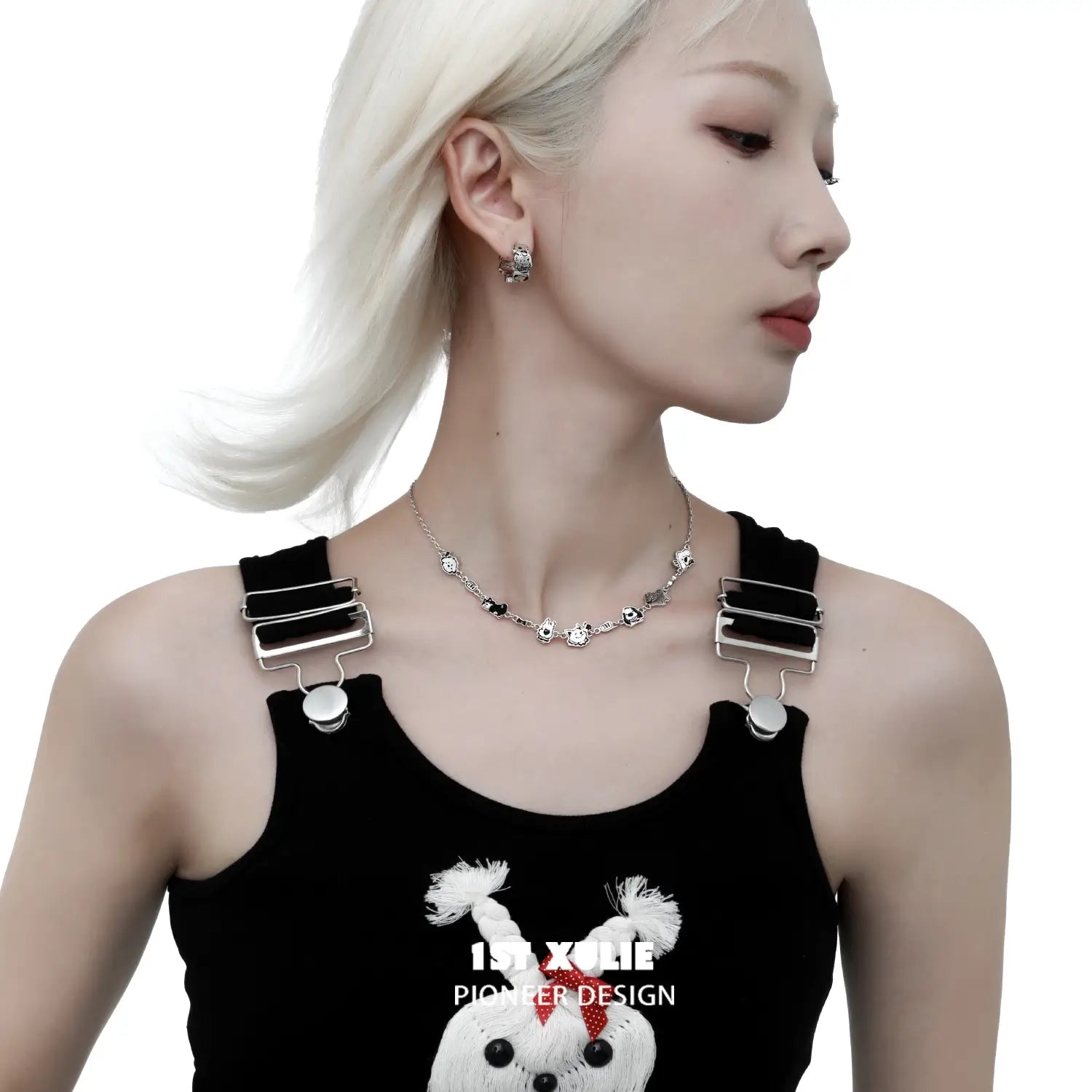 18K Platinum Plated Graffiti Puppy Pendant Necklace for Women - Trendy Hip Hop Jewelry Gift for Birthday, Valentine's Day & Everyday Wear