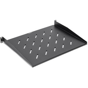 1U Universal Vented Rack Shelf - 13.78 Inch (350mm) Depth Black - Perfect for Server Racks, Network Equipment & Data Center Organization