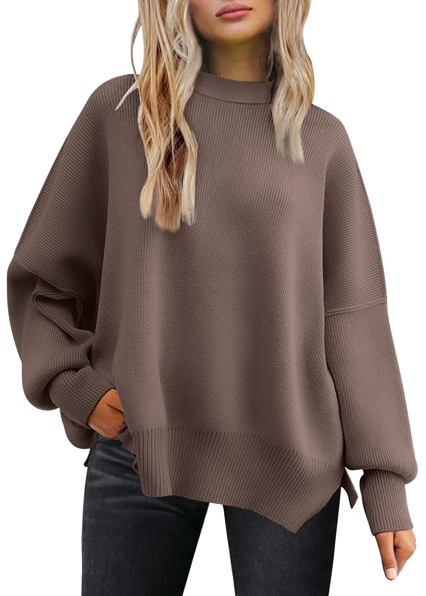 EFAN Women's Oversized Crewneck Batwing Sleeve Pullover Sweater - 2025 Fall Fashion Trendy Knit Top for Casual Wear, Office & Date Night Outfits