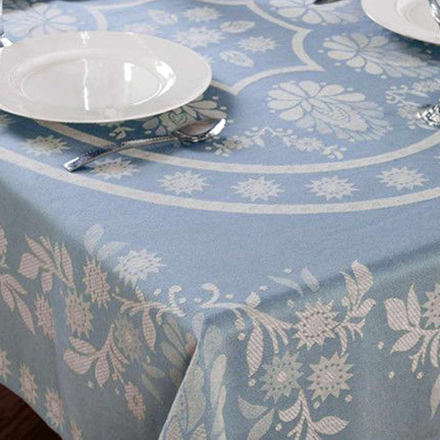 Abigail Cotton Floral Table Cover - Round or Oblong Shape - Perfect for Weddings, Parties, and Home Decor