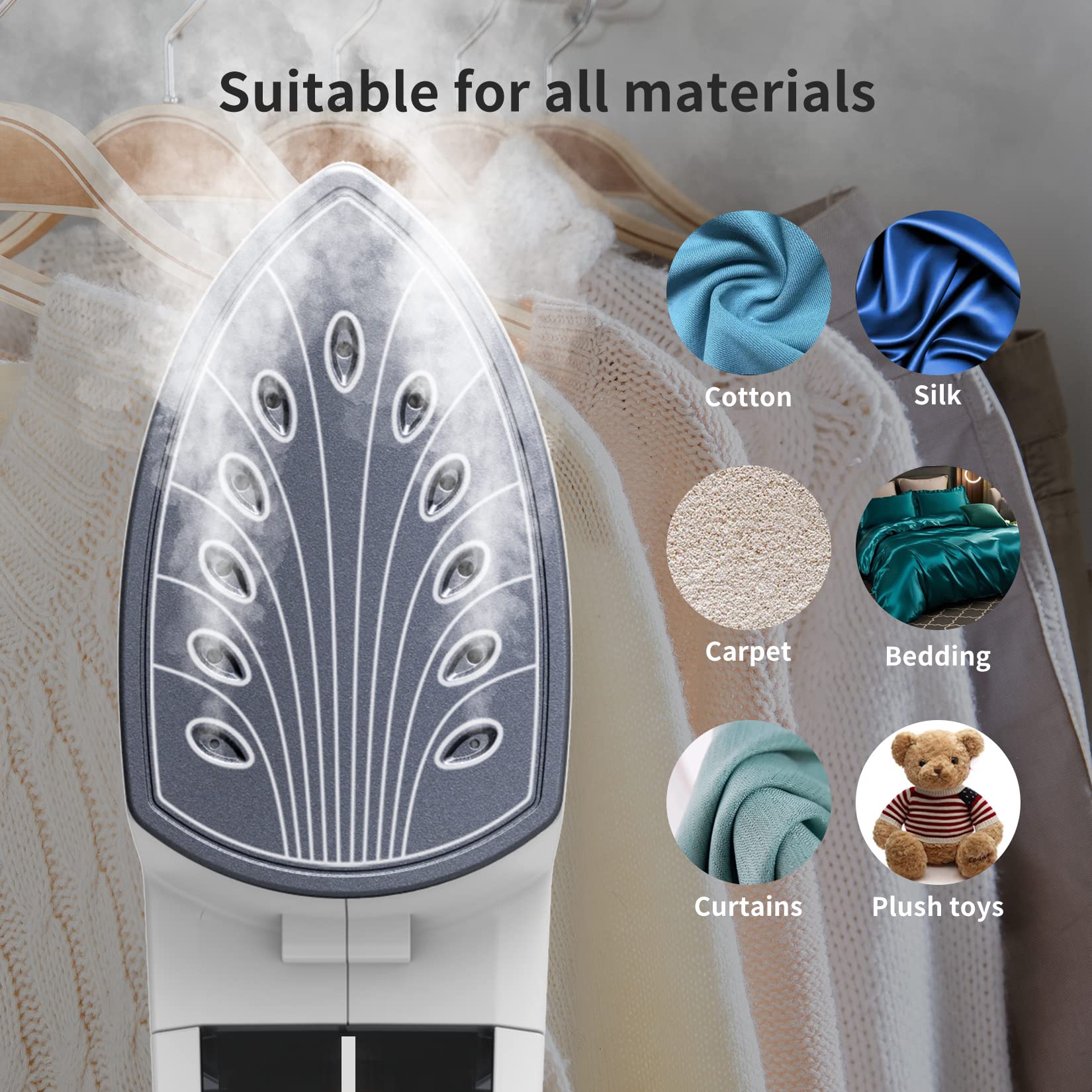 HOMETOP 1300W Professional Handheld Garment Steamer - Fast 40-Second Heat Up, Portable Fabric Wrinkle Remover for Clothes, Dresses & Suits - Ideal for Home Use, Travel & Business Trips (Blue)