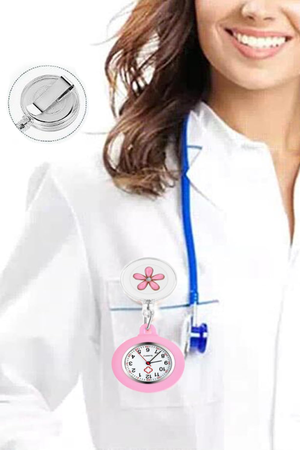 Retractable Nurse Watch Clip - Quartz Medical Watch with Second Hand for Doctors & Nurses | Ideal for Hospital Shifts, Clinical Work & Healthcare Professionals