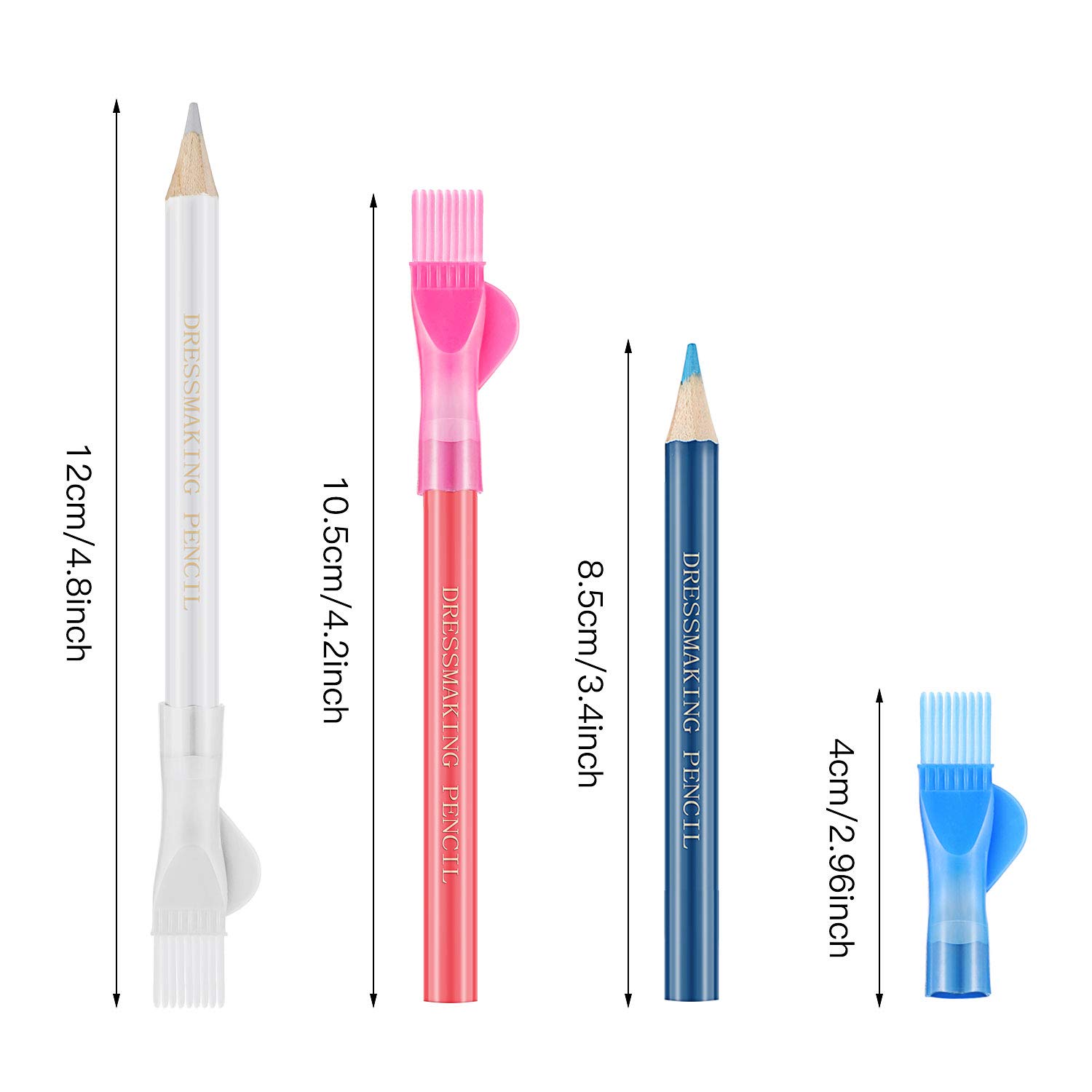 12-Piece Water Soluble Fabric Marking Pencils with Brush Cap - Tailor's Chalk for Sewing, Quilting & Dressmaking - Perfect for DIY Projects, Fabric Tracing & Professional Tailoring