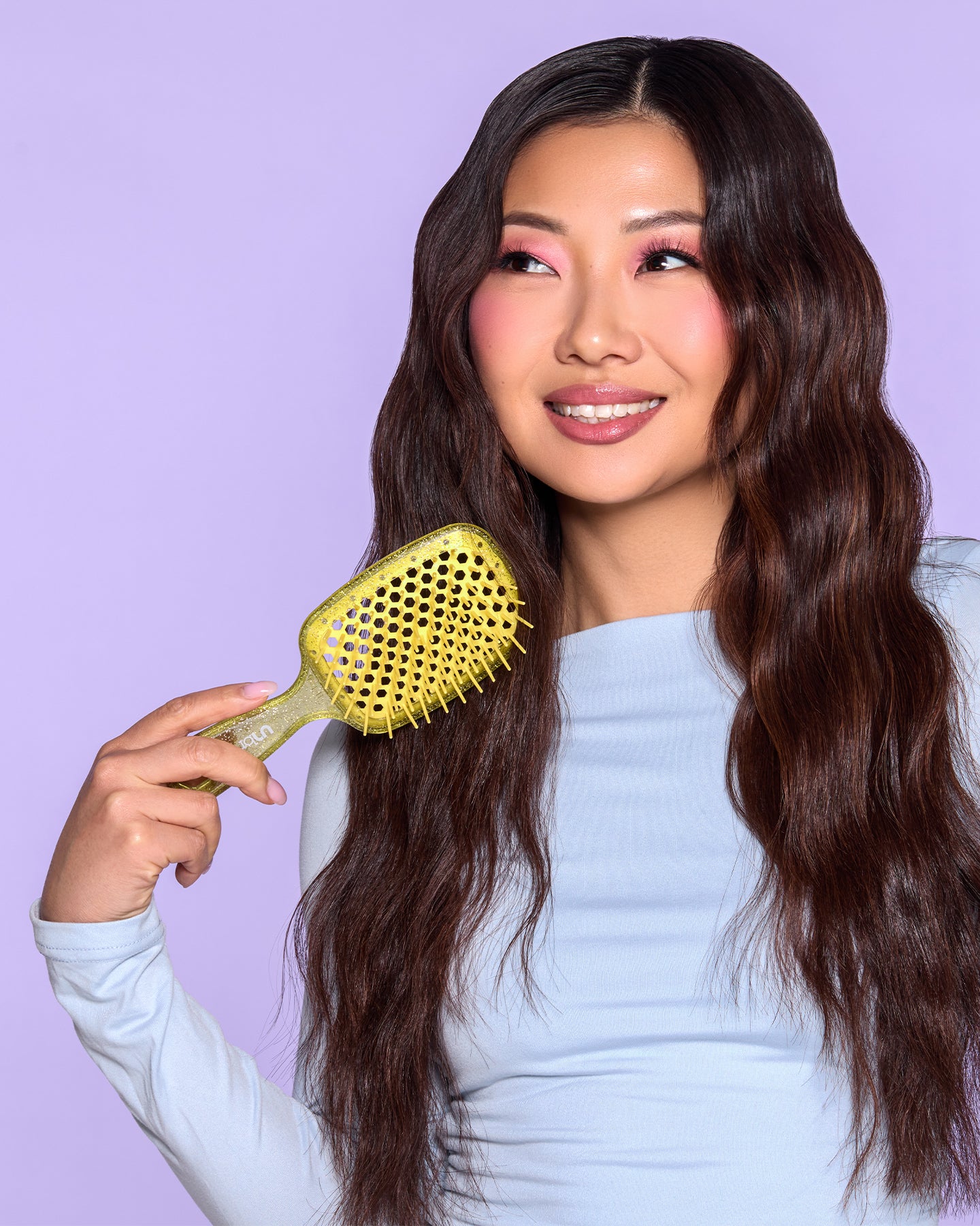UNbrush Detangling Hair Brush for Wet & Dry Hair - Amber Color | Pain-Free Knot Remover for All Hair Types | Perfect for Home, Travel & Salon Use