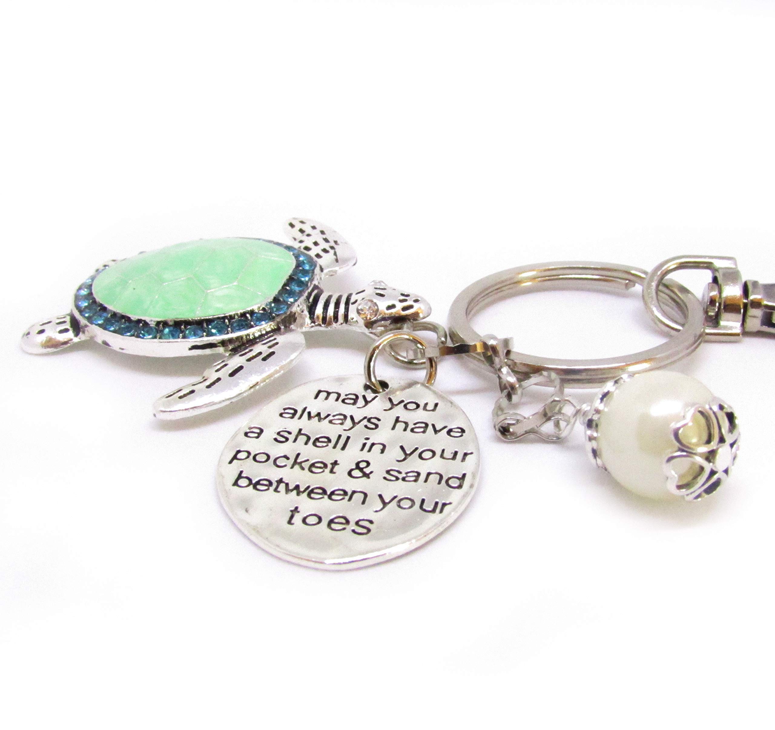 Sea Turtle Keychain - Cute Ocean Animal Keyring - Unique Beach Inspired Gifts for Women - Perfect Birthday Gift, Travel Accessory & Summer Vacation Souvenir