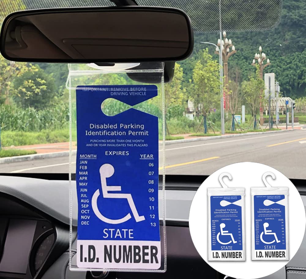 2 PCS Ultra Clear Handicap Placard Holder for Car - Disabled Parking Sign Holder with Large Hook - Perfect for Wheelchair Users & Elderly Drivers (Home & Vehicle Use)