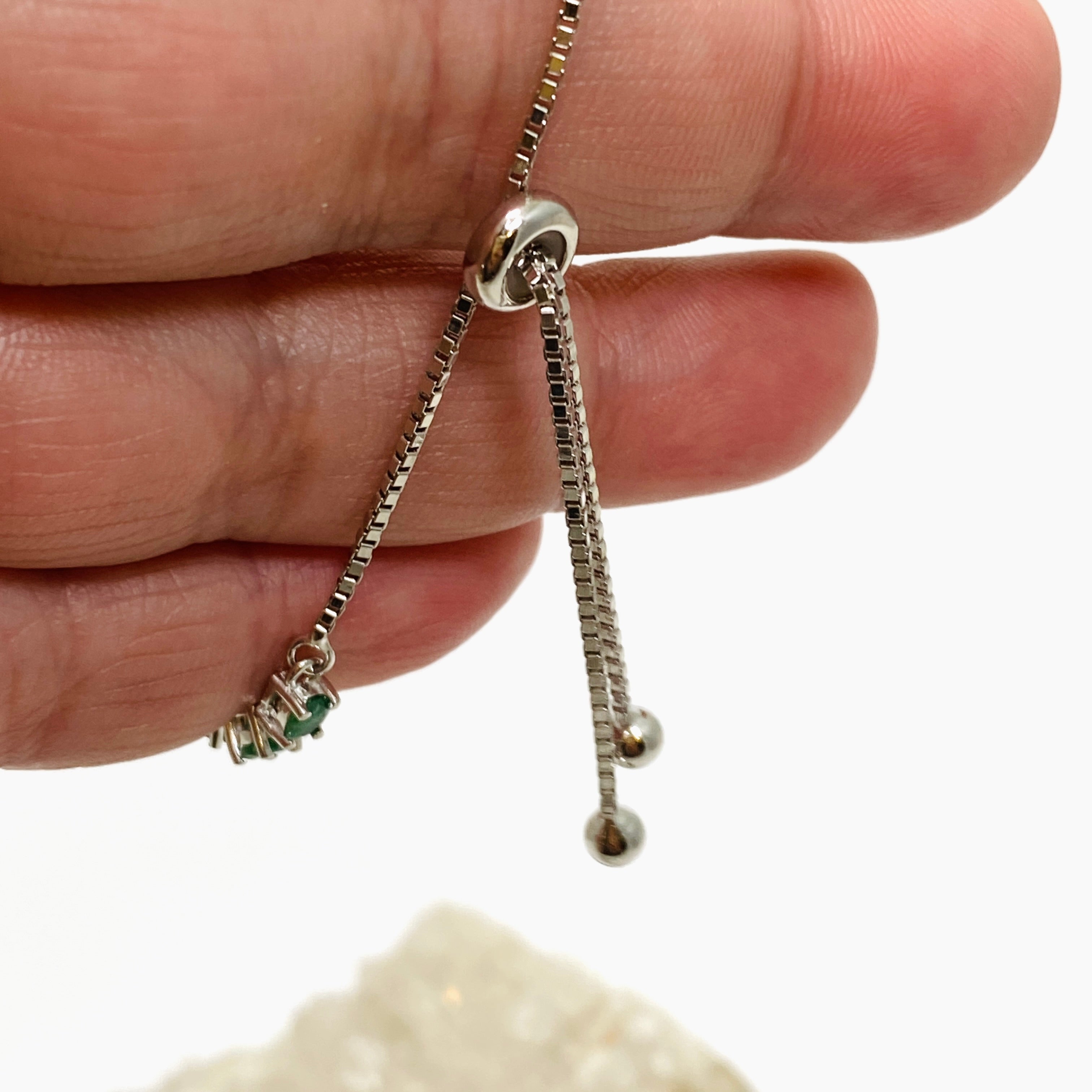 Emerald Green Lariat Bracelet for Women - Adjustable Crystal Beaded Chain Necklace - Perfect for Parties, Weddings & Everyday Elegance