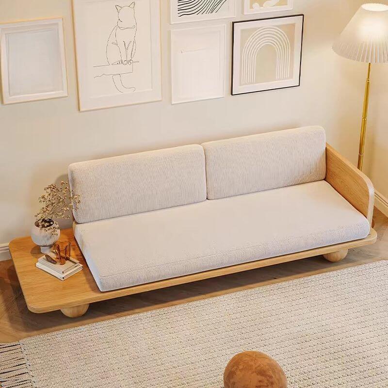 Minimalist Light Gray Settee with Loose Back & Removable Cushion - Modern Small Sofa for Living Room, Bedroom or Office - Perfect for Relaxing, Reading & Small Space Decor