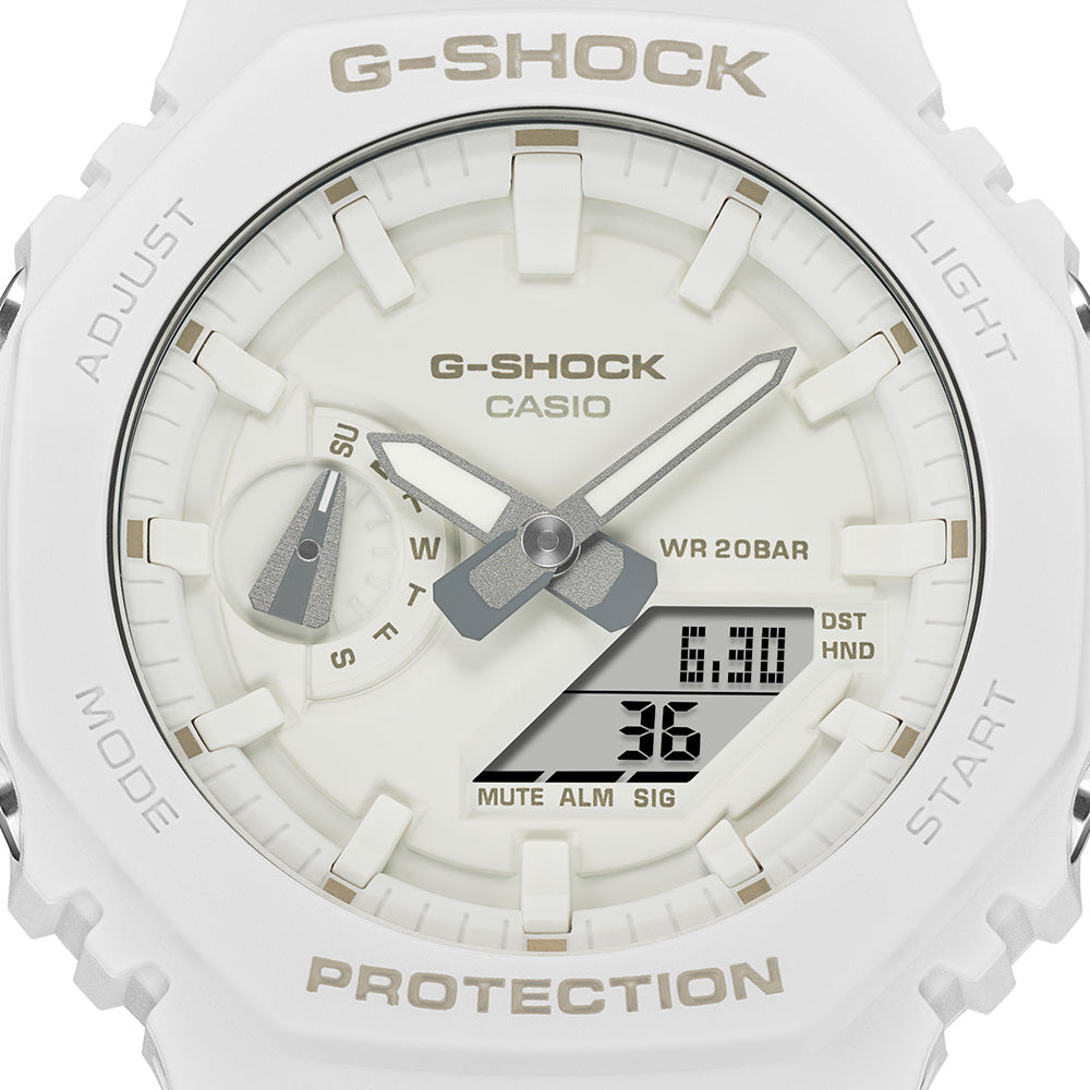 Casio G-Shock GA2100-7A7 Analog-Digital Watch in One-Tone Gradation White - Durable Shock-Resistant Sports Watch for Outdoor Activities & Everyday Wear