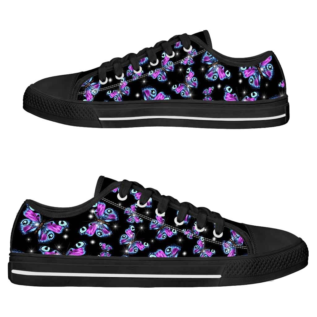 Magic Butterflies Canvas Low Top Sneakers for Men & Women - Cute Butterfly Print Casual Shoes with Gift Box - Perfect for Butterflies Lovers, Everyday Wear, Street Fashion & Unique Gifts
