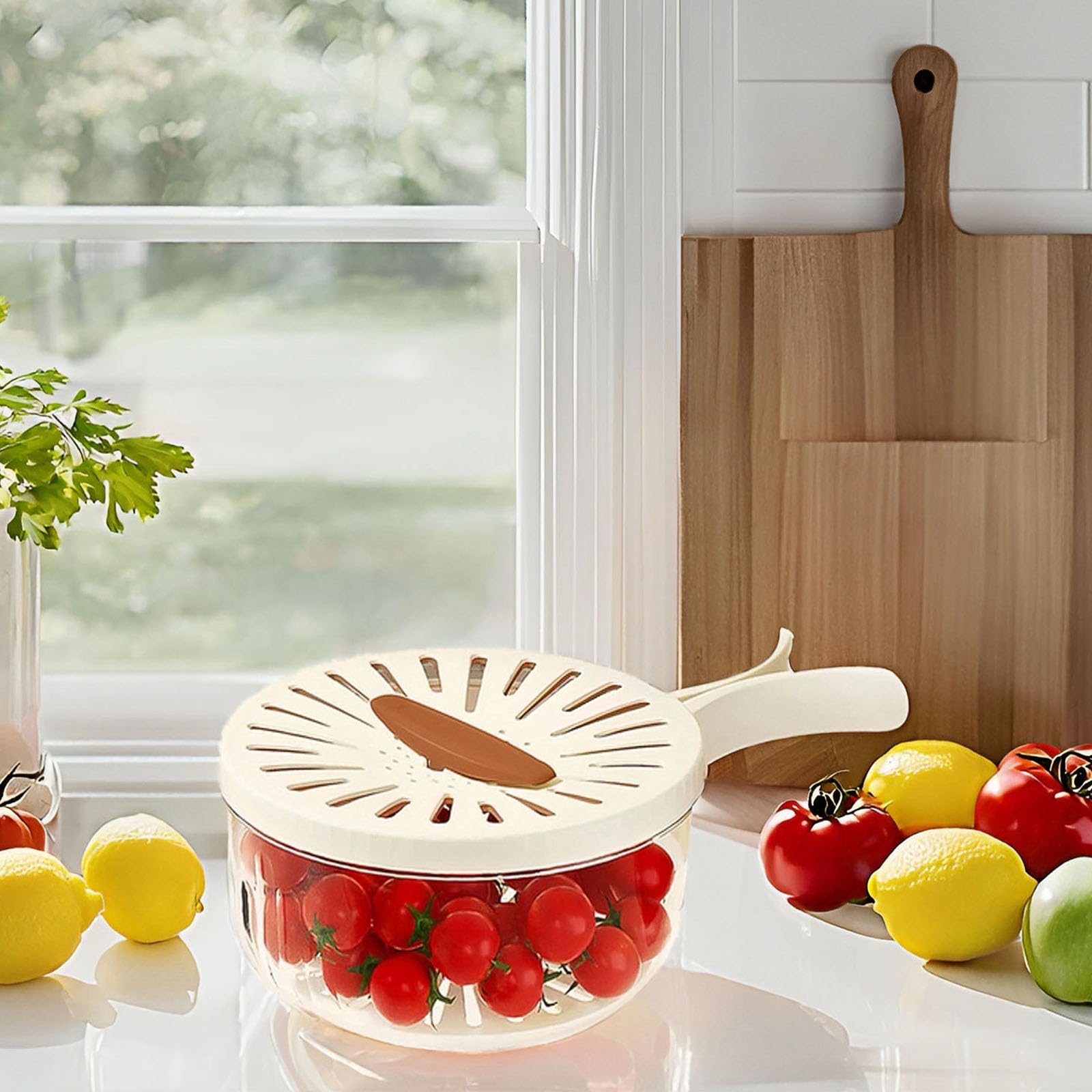 2-in-1 Multifunctional Fruit and Vegetable Washing Bowl with Drainer & Storage Basket - White Kitchen Colander with Handle for Fresh Produce Cleaning | Perfect for Salad Prep, Berry Washing & Healthy Snack Storage