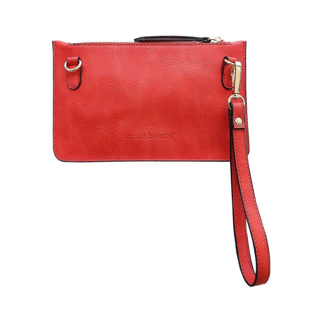 Melie Bianco Farah Vegan Leather Tassel Wristlet Crossbody Bag for Women | Coral Pink Small Purse | Perfect for Parties, Shopping & Everyday Use