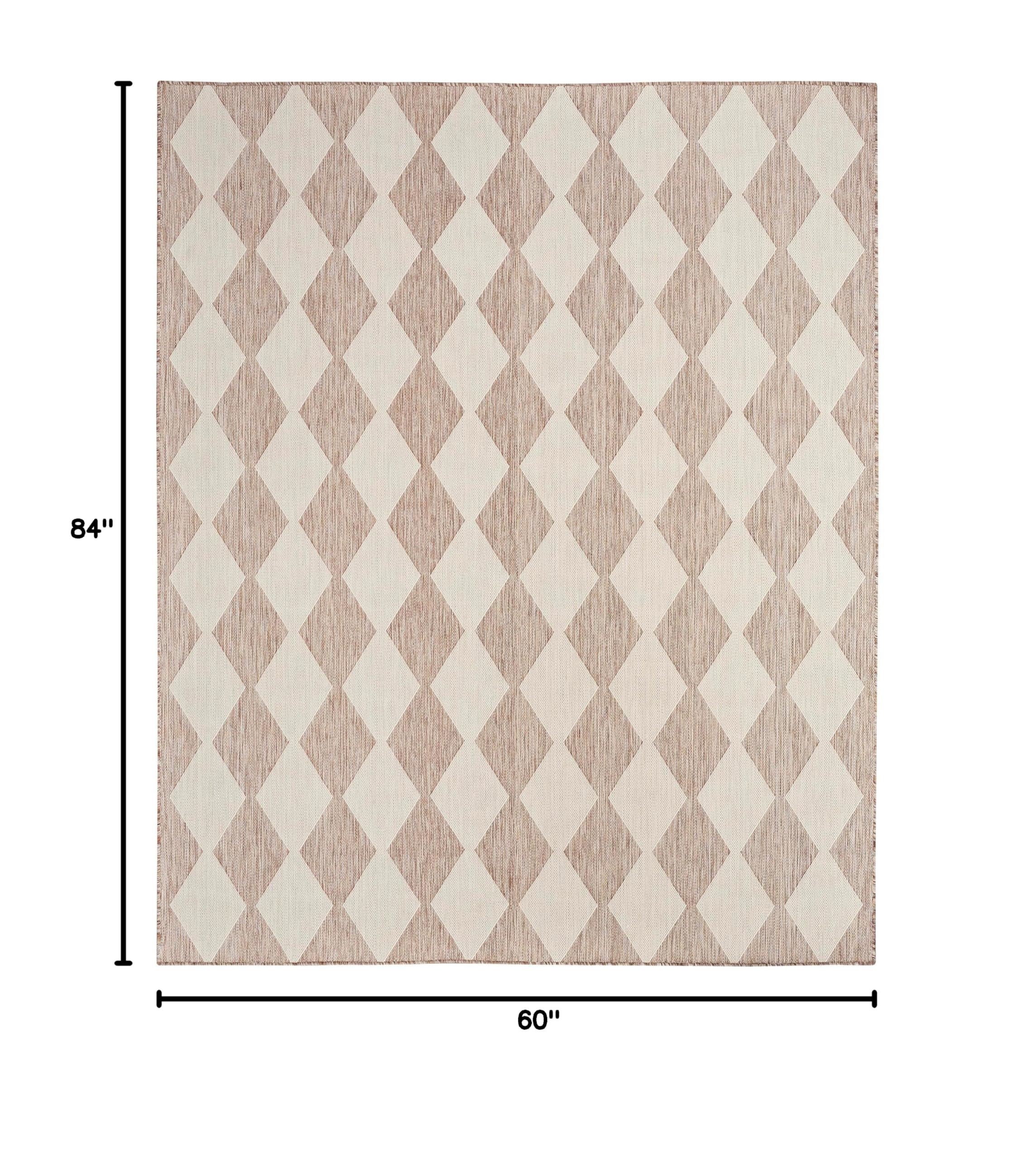 Nourison Positano 5' x 7' Indoor/Outdoor Area Rug - Beige, Easy to Clean, Non-Shedding for Bedroom, Living Room, Dining Room | Perfect for Backyard, Deck & Patio Use (5x7)