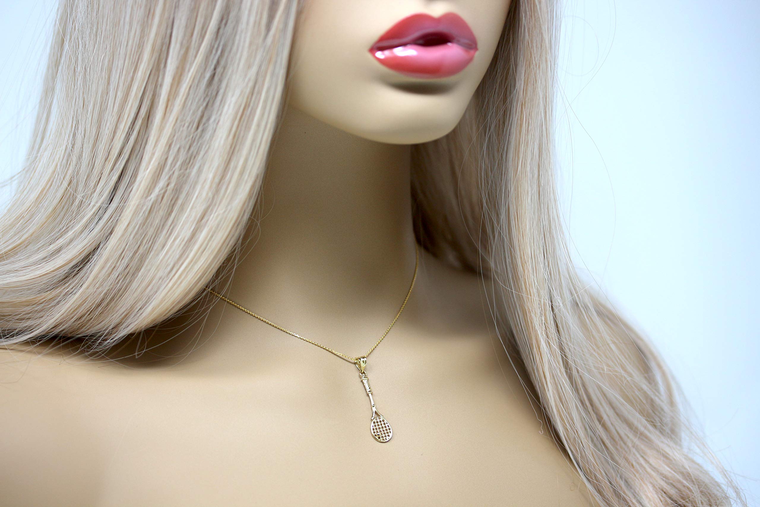 14K Gold Tennis Racket Charm Pendant Necklace for Women - Elegant Sports Jewelry Gift for Tennis Lovers, Players & Coaches (Perfect for Matches, Birthdays & Anniversaries)