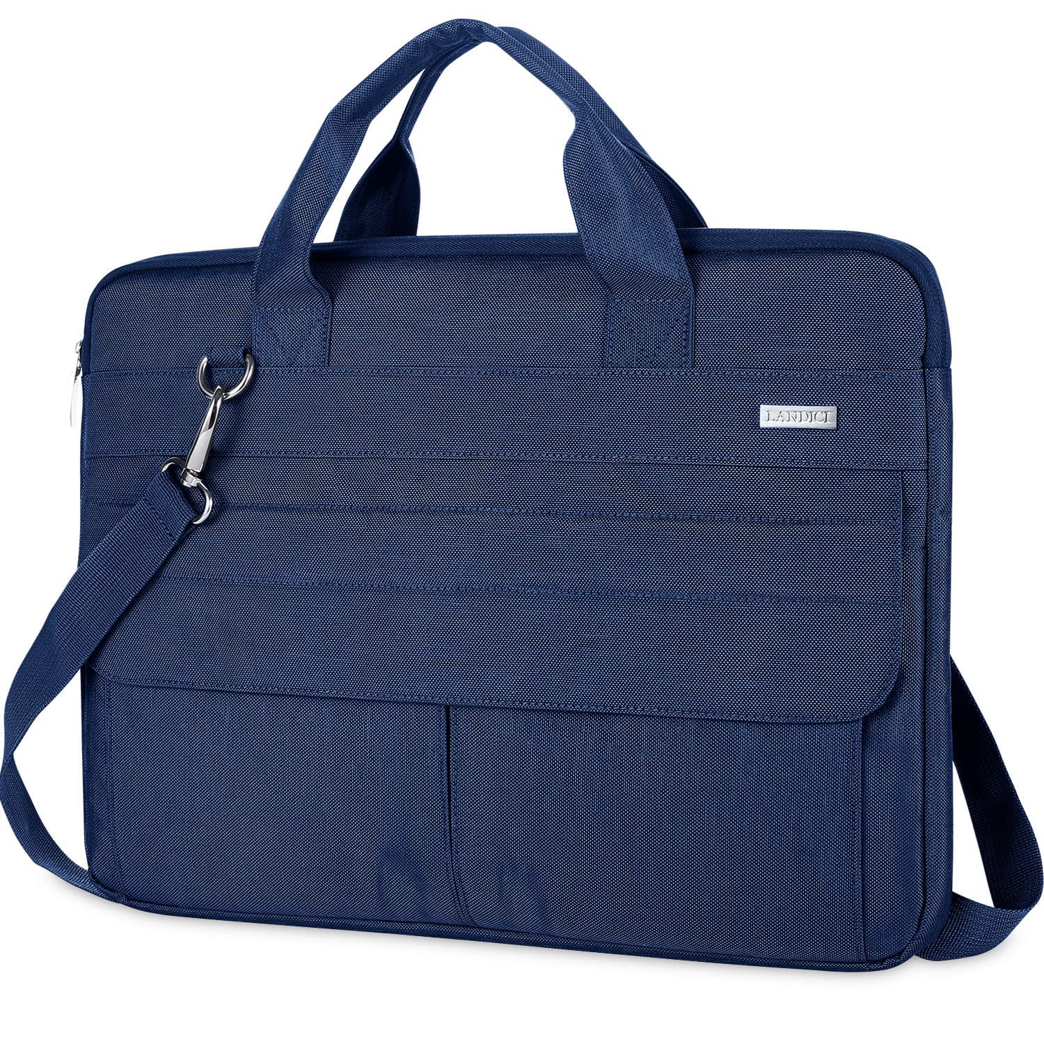 LANDICI 17.3 Inch Waterproof Laptop Sleeve Case - Compatible with MacBook Pro 17, HP, Acer, Dell, Lenovo & ASUS 17-18 Inch Laptops - Slim Protective Briefcase with Shoulder Strap (Blue) - Perfect for Business Travel, Commuting & School