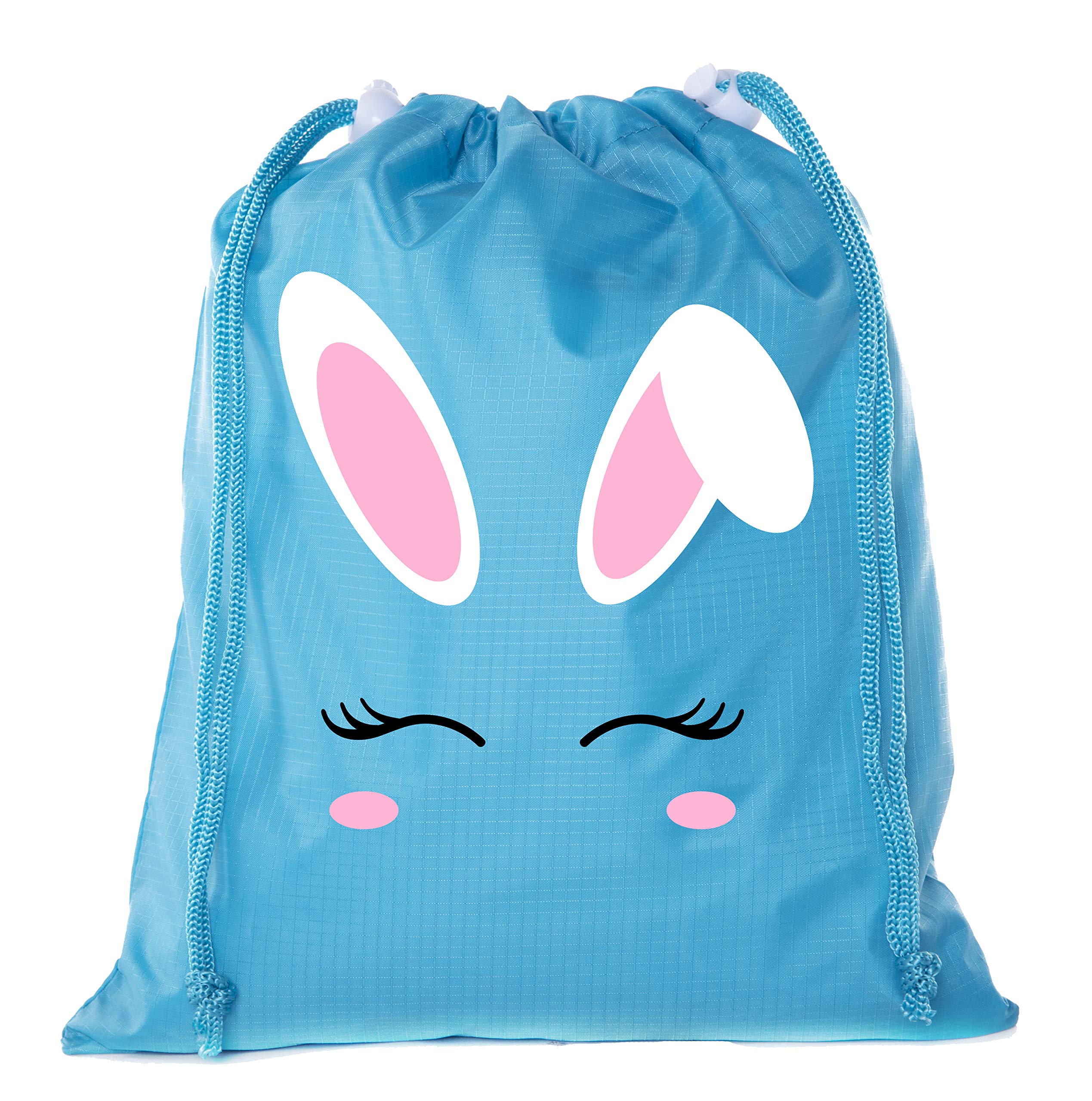 Mini Easter Basket Bags - Bulk Drawstring Cinch Sacks with Bunny Face Design for Easter Egg Hunt, Party Favors & Gift Giving