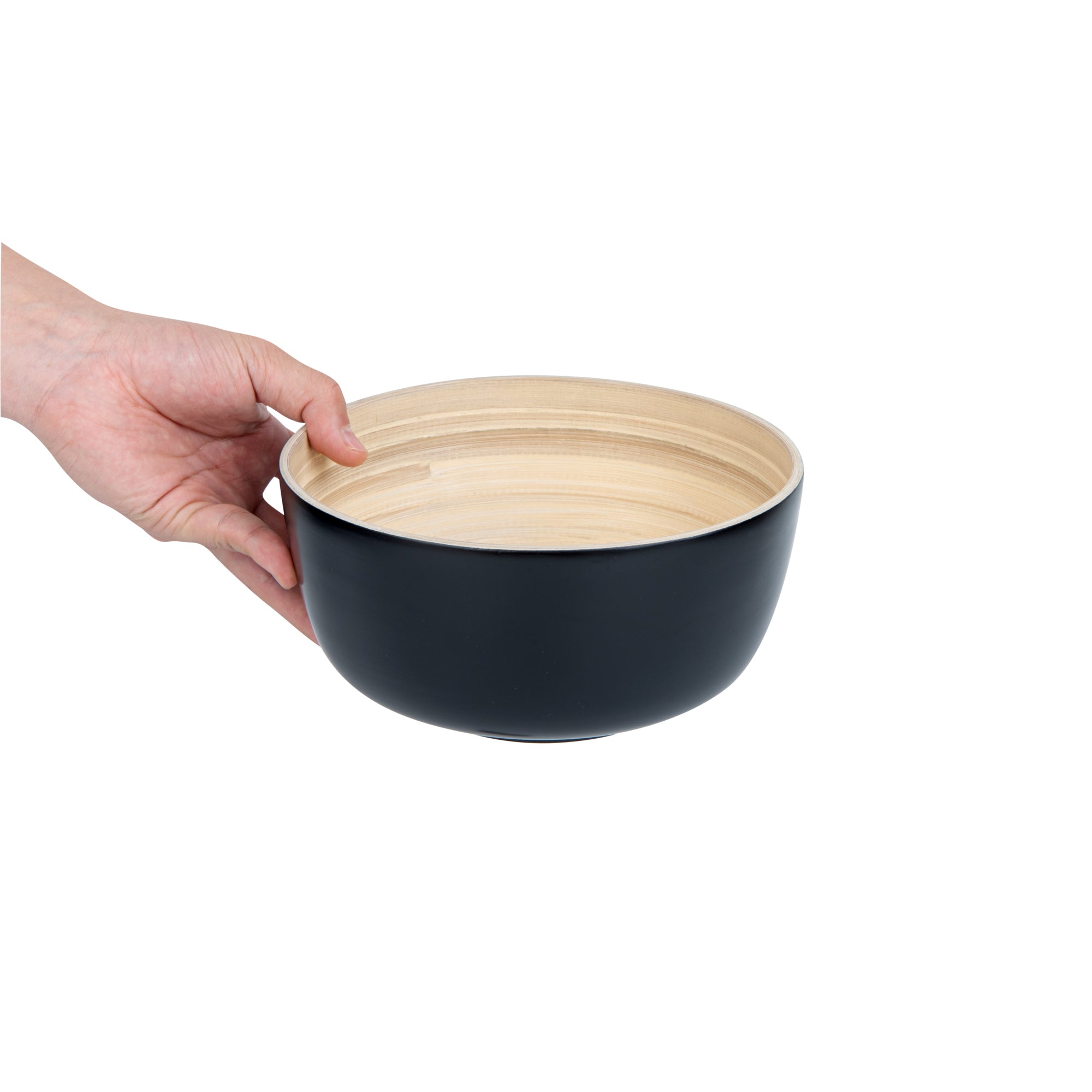 Bamboo Salad Bowl Set - 15 oz Round Black Spun Bamboo Small Serving Bowl - 7.75