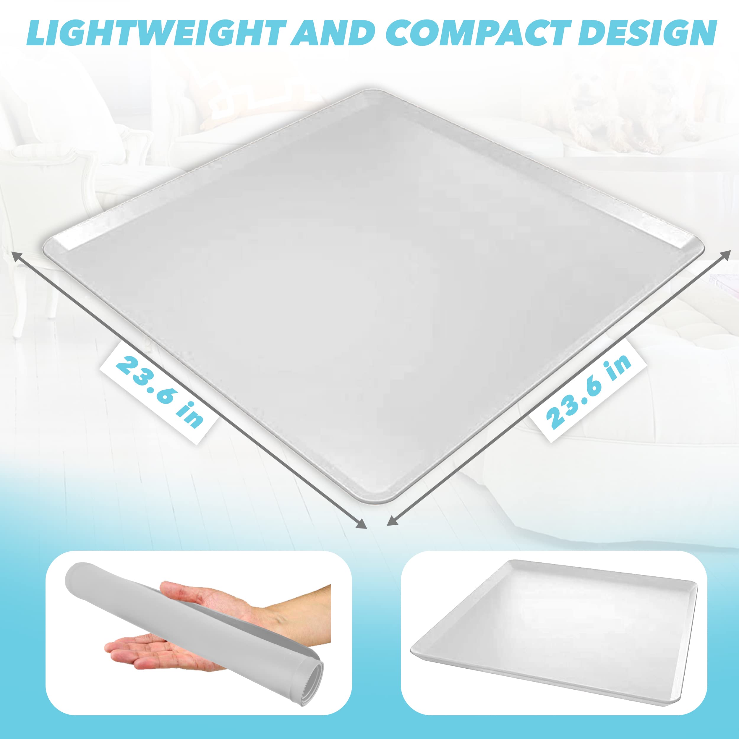 TidyFriend 24x24 Inch Silicone Pet Food Mat - Non-Slip Dog & Cat Feeding Tray for Food and Water - Durable Pet Supplies in Grey - Perfect for Messy Eaters and Spill Protection in Kitchen or Outdoor Use