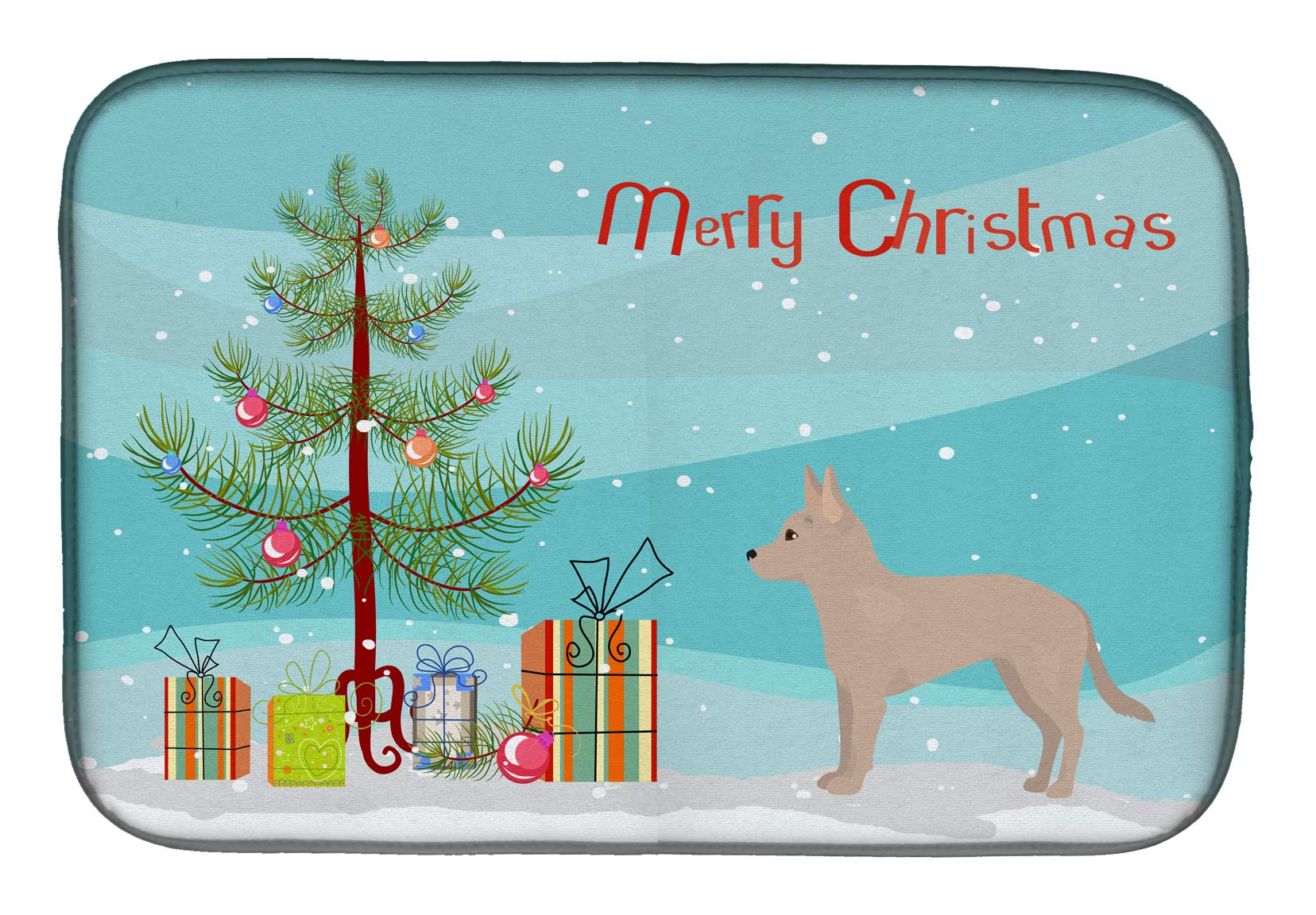 Jackhuahua Christmas Dish Drying Mat - Absorbent Kitchen Counter Pad, 14x21
