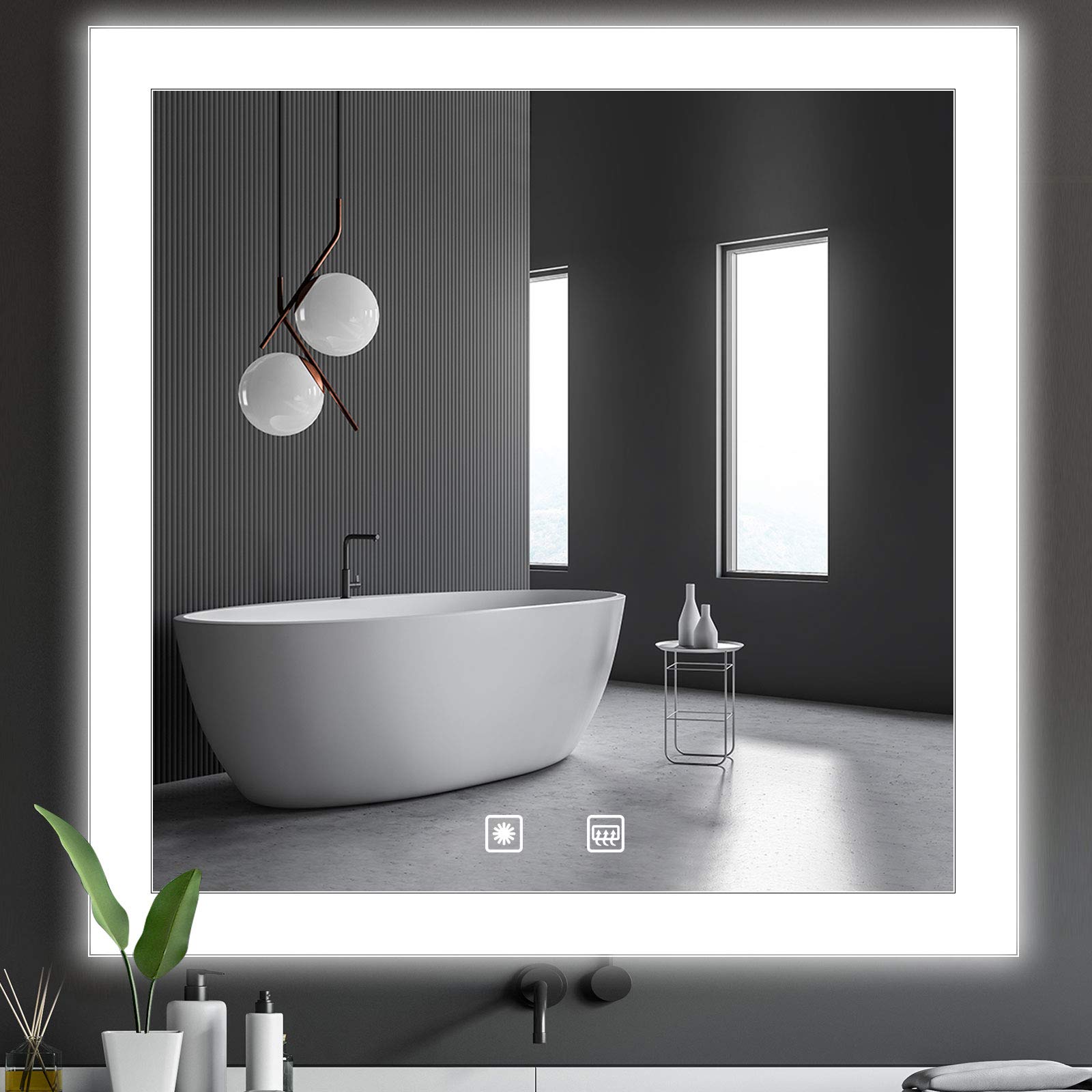 35x35 Inch LED Bathroom Mirror with Touch Control - 3 Color Temperatures, Anti-Fog, Dimmable - Wall Mounted Vanity Mirror with Backlit Lights for Makeup & Powder Room - Perfect for Modern Bathrooms, Dressing Areas & Spa-Like Retreats
