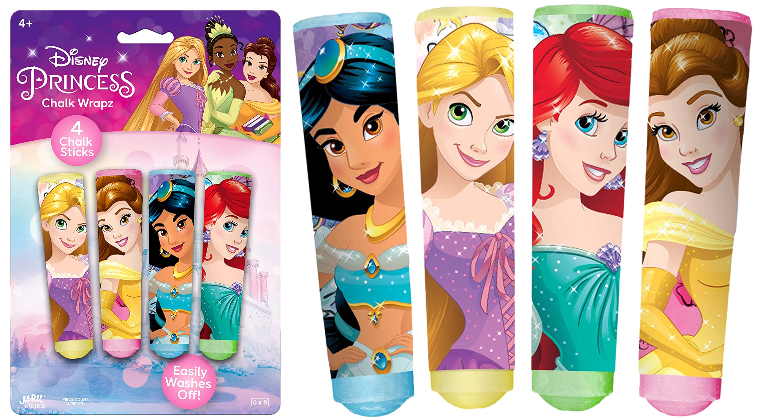 Disney Princess Jumbo Sidewalk Chalk Sticks - 12 Pack Non-Toxic Washable Outdoor Chalk for Kids | Bulk Art Supplies for Birthday Parties, Driveway Drawing & Backyard Play (B-7810-1)