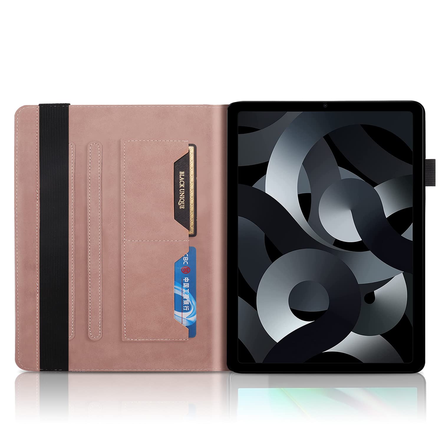 Premium PU Leather iPad 10th Generation Case (10.9 inch 2022) with Pencil Holder & Auto Sleep/Wake - Rose Gold Folio Cover with Multi-Angle Stand for Work, School & Travel Protection