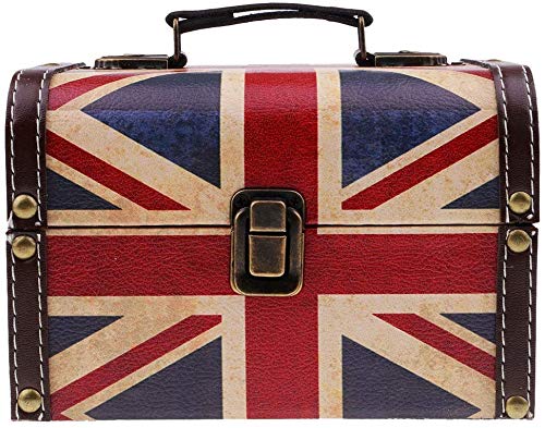 Taotenish Wooden Jewelry Box with UK Flag Design - Elegant Treasure Storage Organizer for Necklaces, Rings & Keepsakes - Perfect Gift Box for Women, Birthday & Anniversary Presents