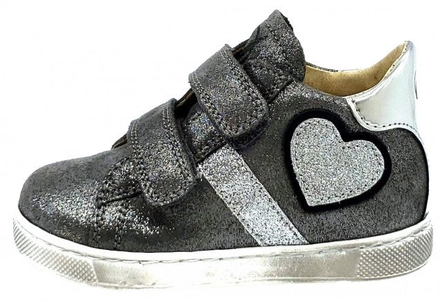 Naturino Kids' Sneakers 1Q52 Damme Vl - Velvet Glitter & Steel Mirror Silver for Boys & Girls | Comfortable School & Casual Shoes for Daily Wear