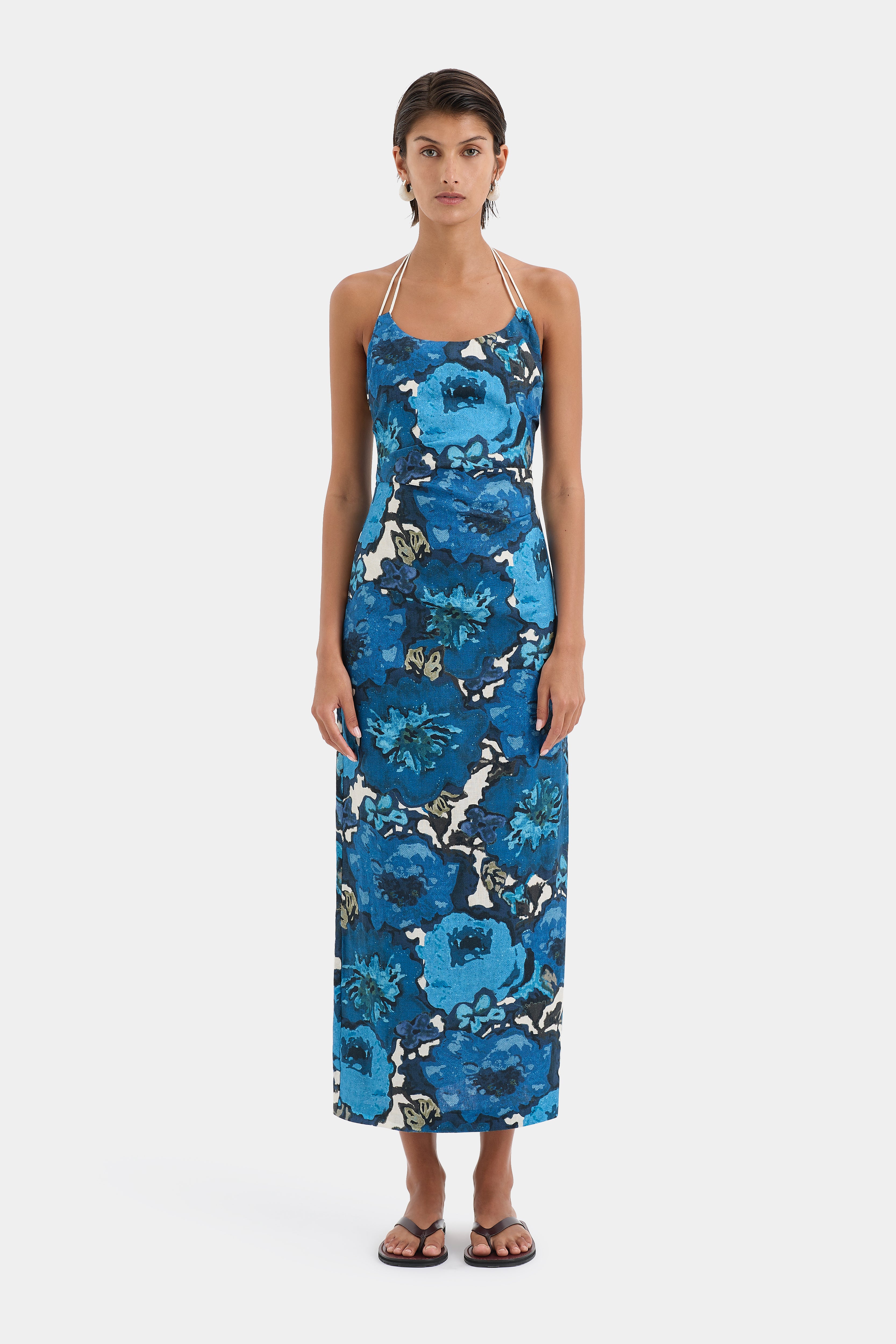 Camellia Midi Dress for Women - Floral Print Summer Dress with Short Sleeves & Side Pockets | Perfect for Beach Vacation, Date Night & Casual Outings