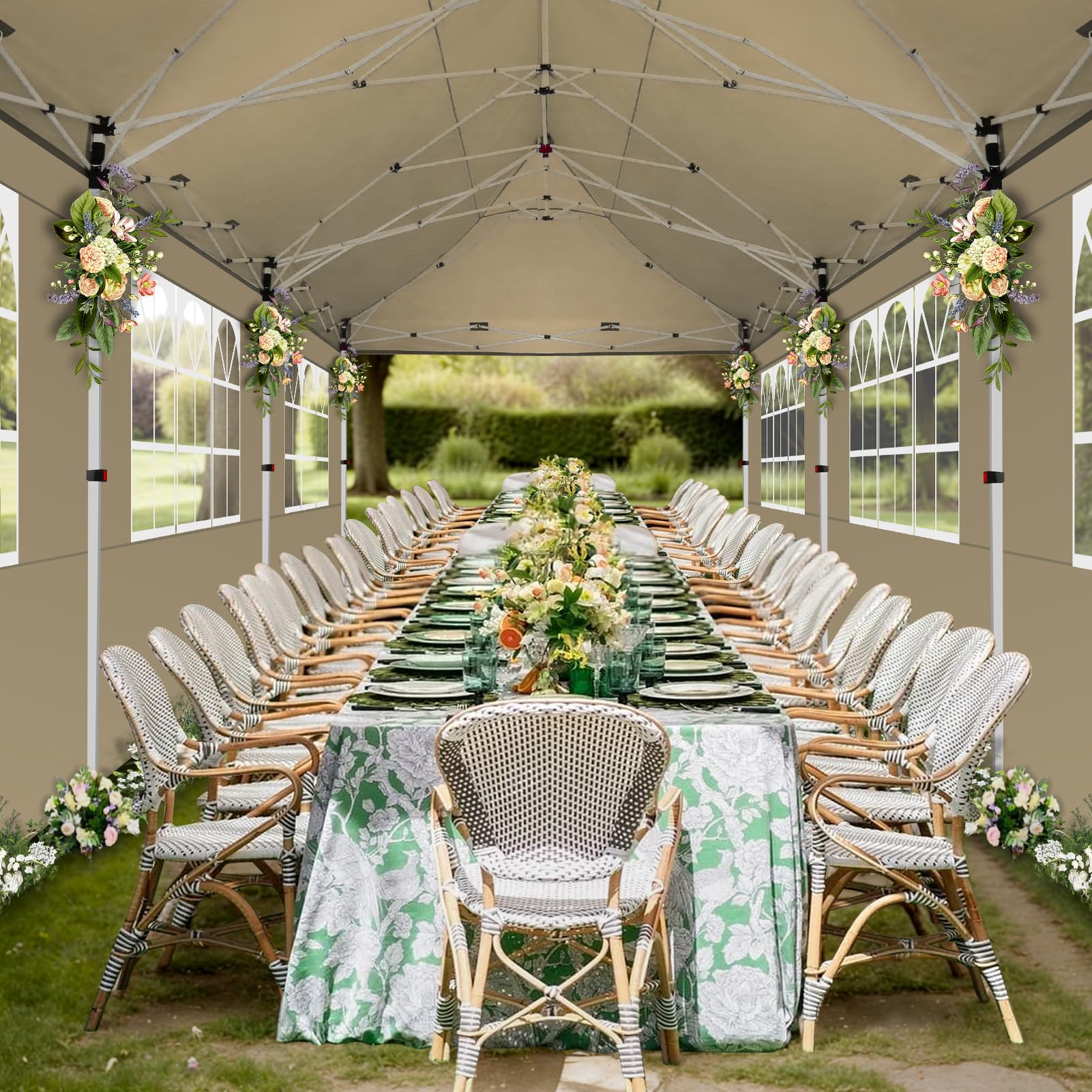 COBIZI 10x20 Pop Up Canopy Tent with 6 Removable Sidewalls - Waterproof Instant Gazebo for Outdoor Events, Parties & Commercial Use | Easy Setup Shelter with Sandbags (Khaki) | Perfect for Backyard BBQs, Farmers Markets & Beach Gatherings