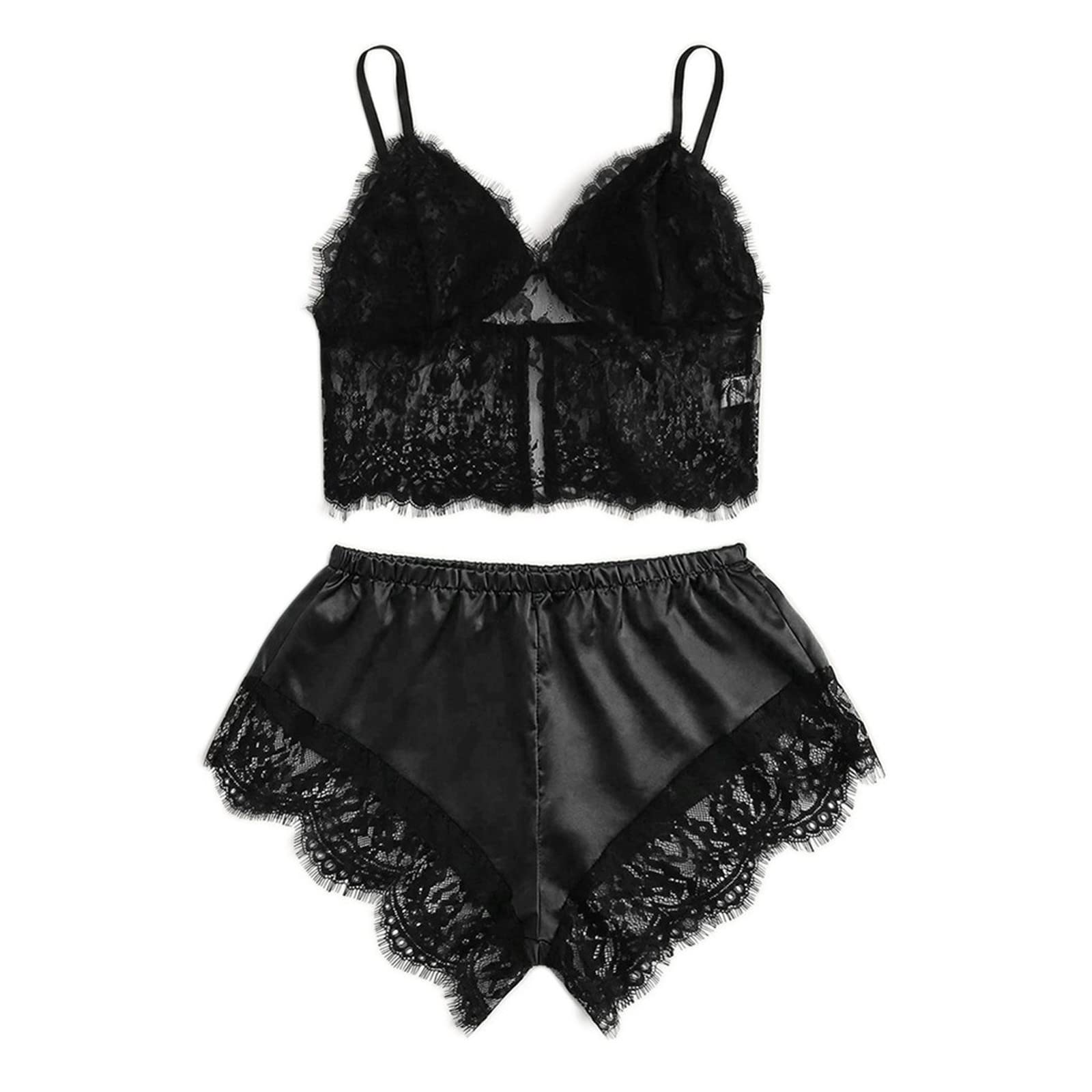 Women's Lace Bralette and Panty Set - Sexy Two Piece Lingerie Sleepwear for Boudoir, Nightwear & Romantic Occasions