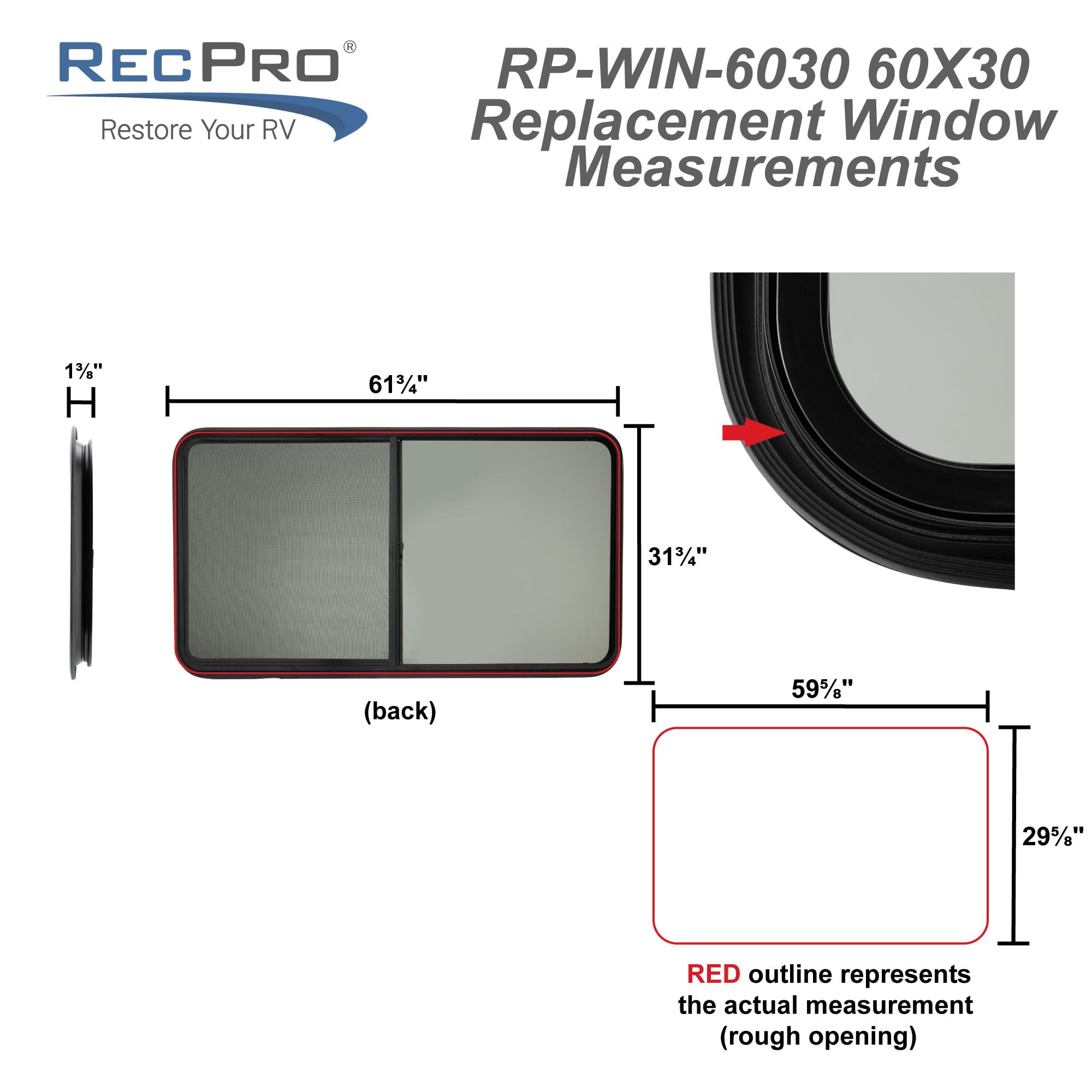 RecPro RV Replacement Window 60