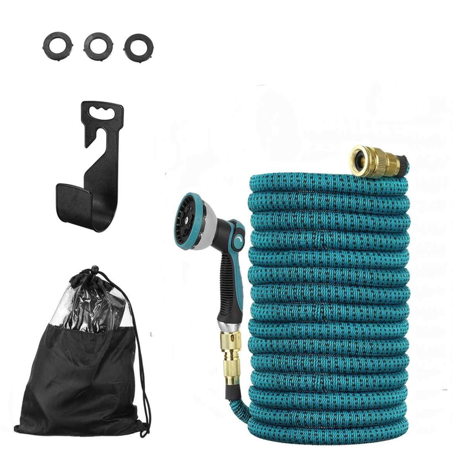 SYKIA 25-100FT Expandable Garden Hose - Flexible Magic Water Hose Pipe for Garden Watering, Irrigation & Car Wash - Durable & Lightweight (100ft, Green) - Perfect for Lawns, Plants, Outdoor Cleaning & Vehicle Washing