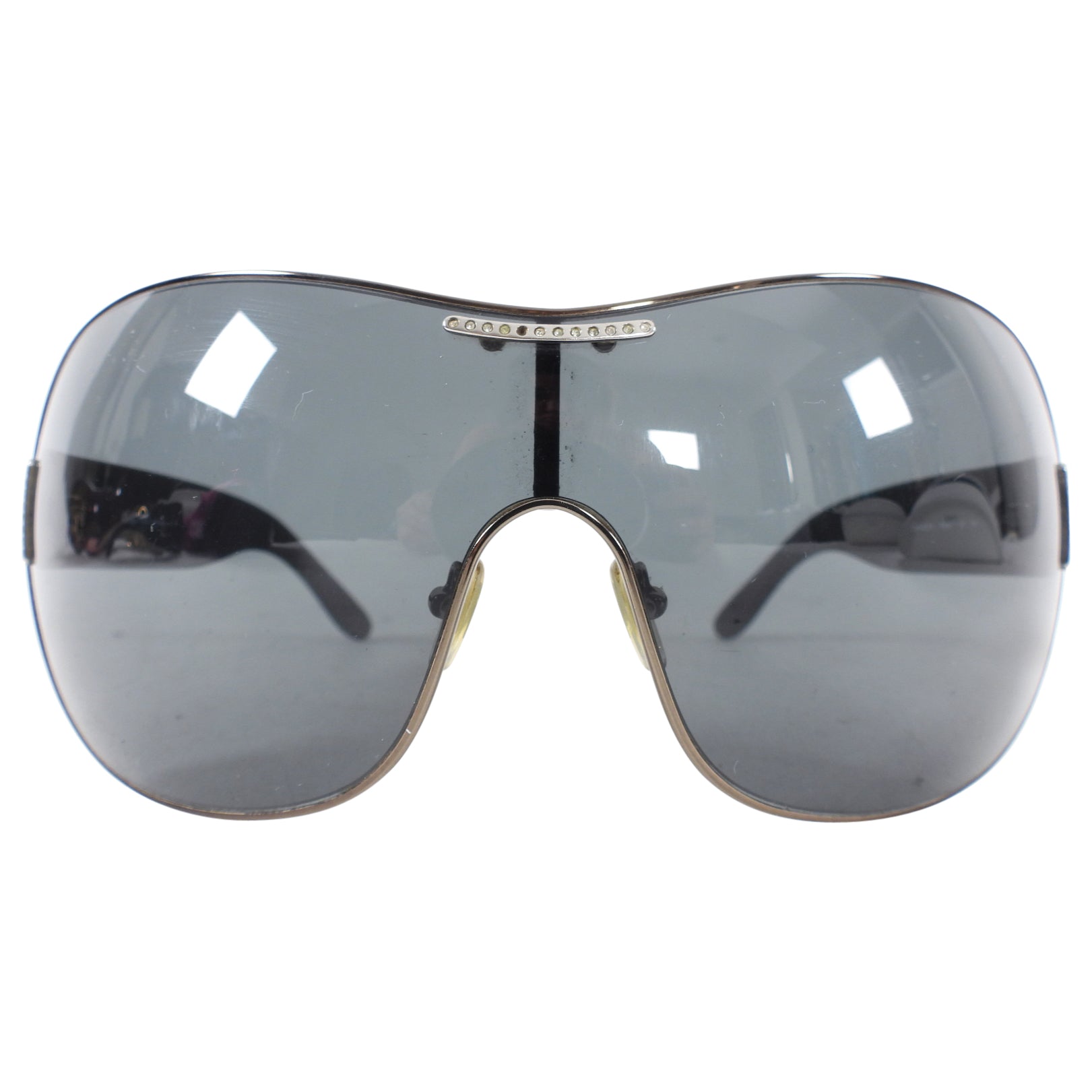 D&G Dolce and Gabbana Crystal Embellished Shield Wrap Sunglasses for Women - Luxury Designer Shades for Summer, Beach & Outdoor Fashion