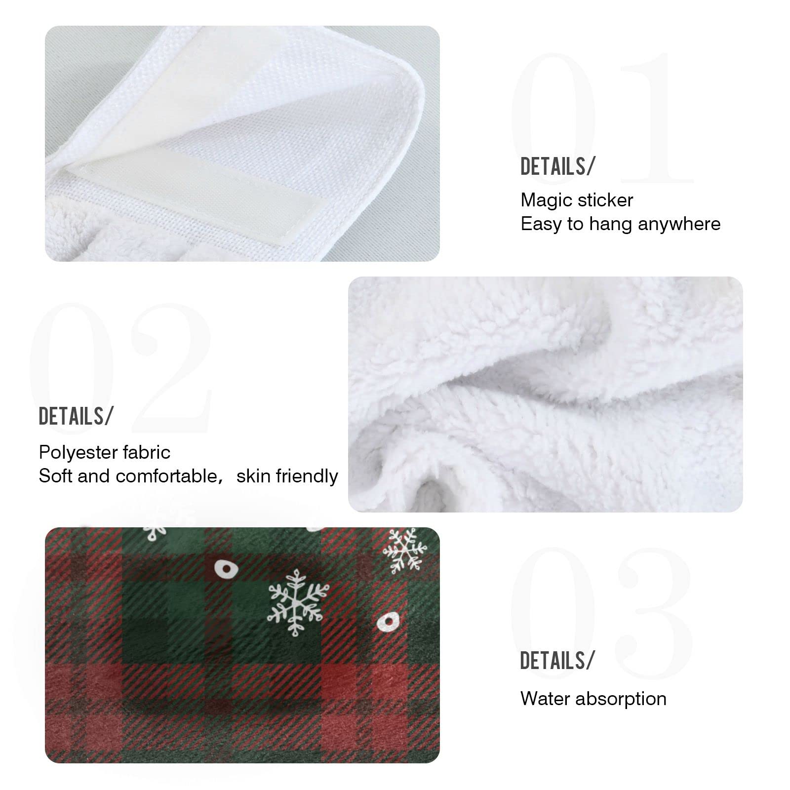 Let It Snow Christmas Hanging Kitchen Towels - 2PCS Buffalo Falling Snowflakes Oven Tie Towel Set, Absorbent Guest Hand Towels for Kitchen & Bathroom Decor - Perfect for Holiday Hosting, Dish Drying & Festive Home Decoration