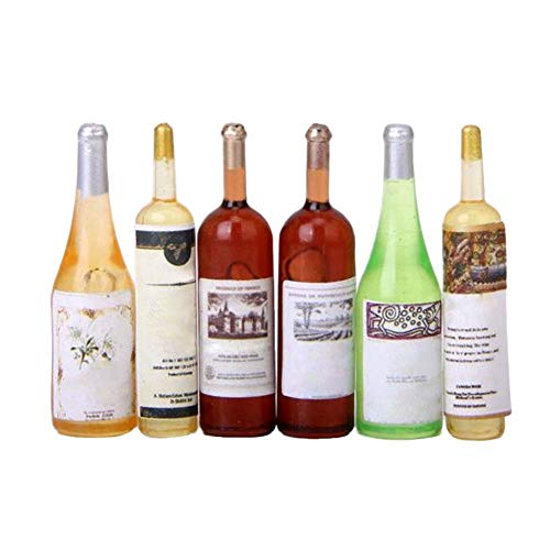 1/12 Scale Miniature Wine Bottles Set - 6PCS Colorful Dollhouse Accessories for Kitchen Decor, DIY Mini Furniture Models & Collectibles | Perfect for Dollhouse Scenes, Mini Bars & Themed Displays