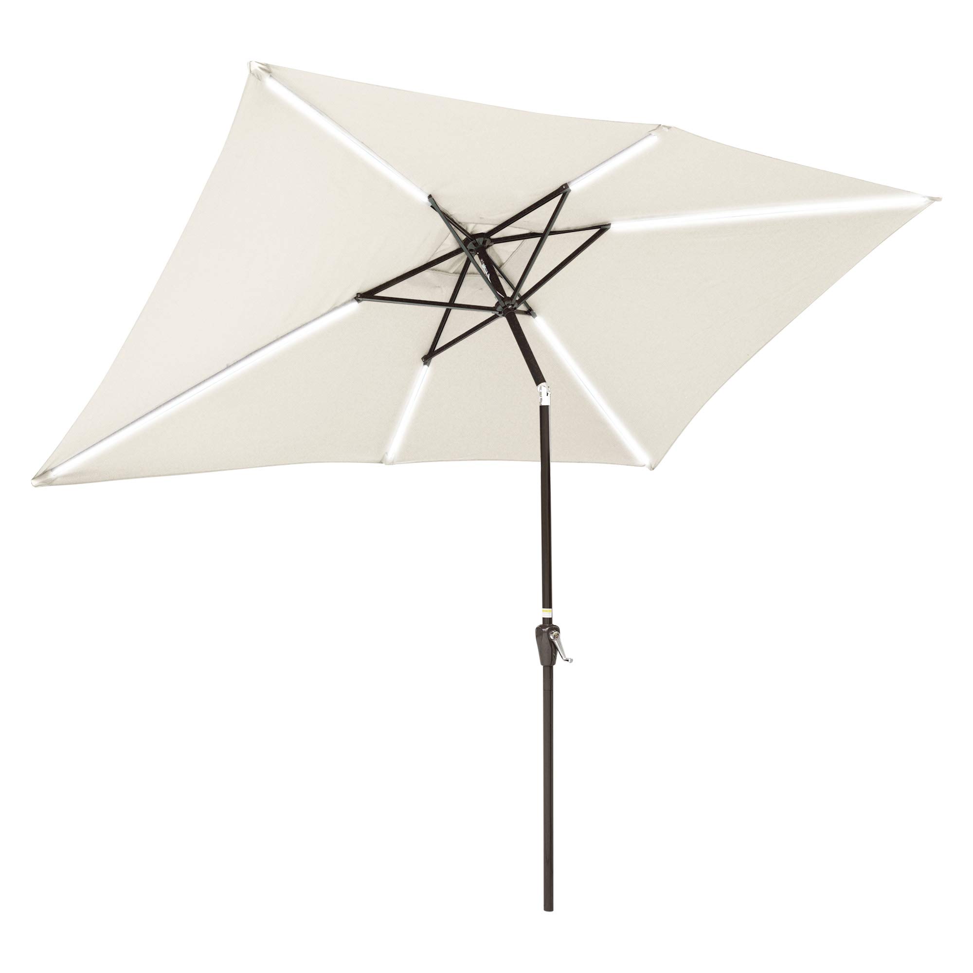 Yescom 10x6ft Solar LED Patio Umbrella with Tilt & Crank - Outdoor Market Umbrella, Deck Sunshade in Cream White - Perfect for Backyard, Poolside, and Outdoor Dining Areas