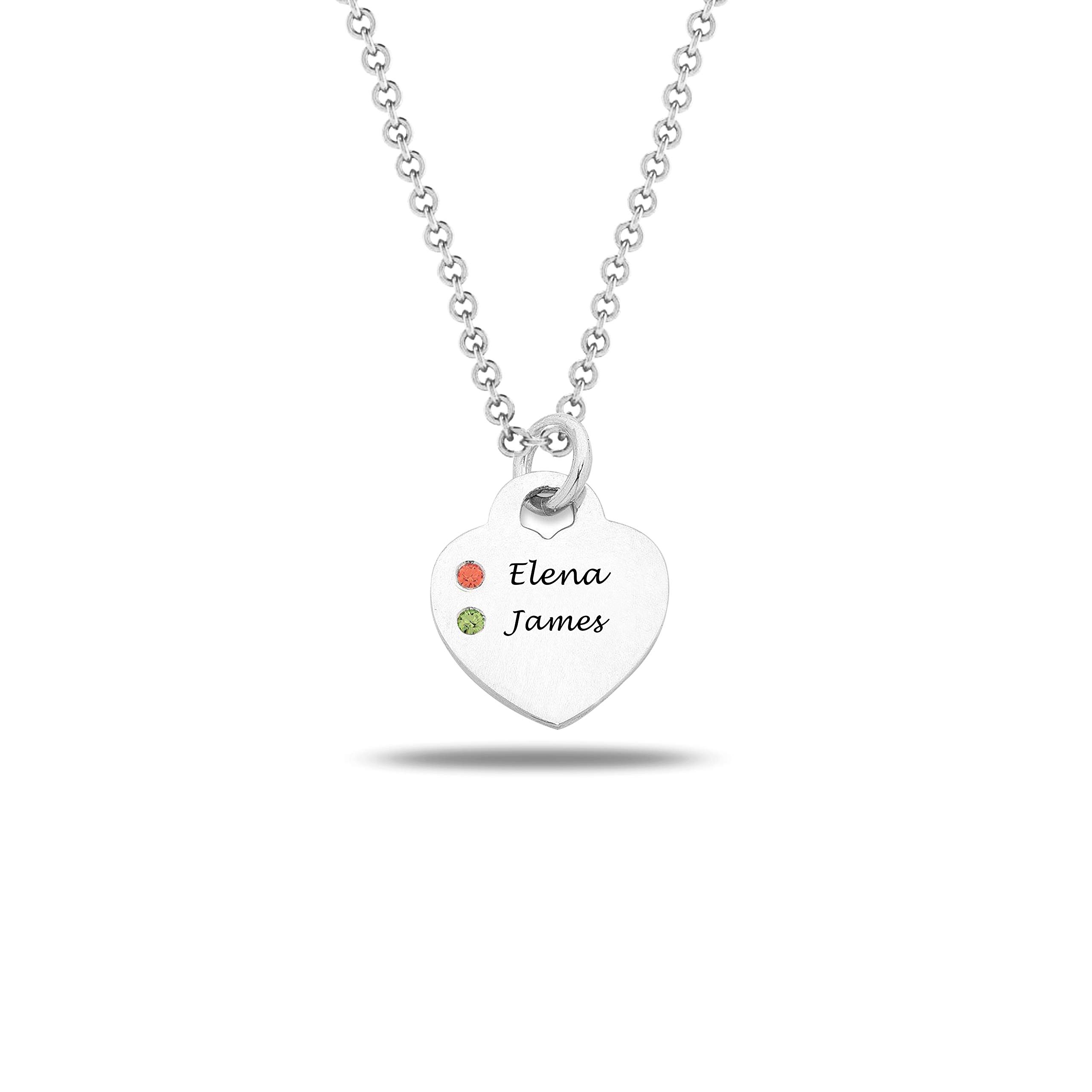 Personalized Name Necklace for Women - Custom Engraved Family Circle Pendant with Birthstone & Heart Charm - Couple & Teen Gift Idea for Anniversary, Valentine's Day & Mother's Day - Perfect for Everyday Wear & Special Occasions