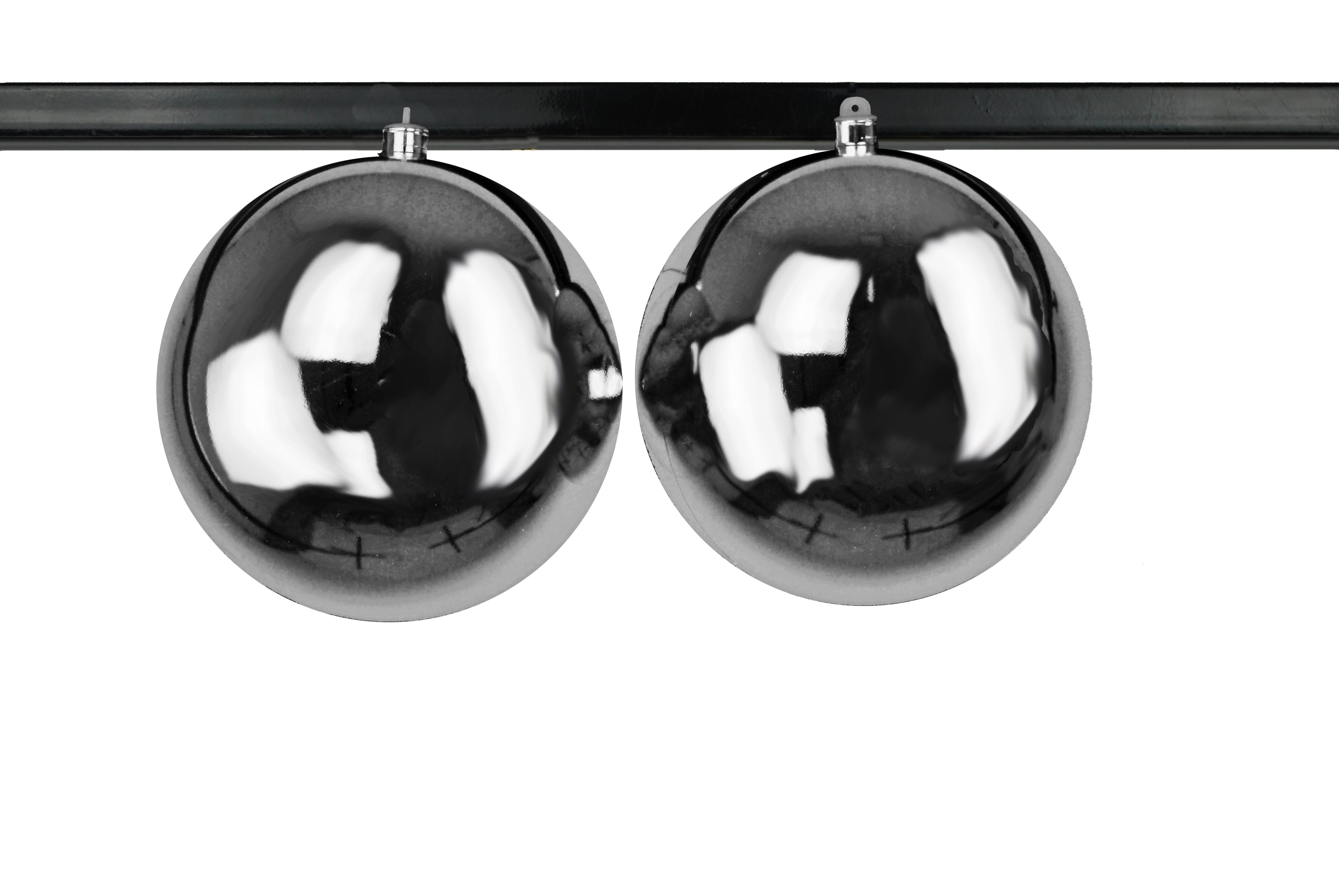 2 Pack 200mm (8 Inch) Shiny Silver Christmas Ball Ornaments - UV Coated Metal Hanging Decor with Wire Hook for Holiday Tree, Party & Home Decoration