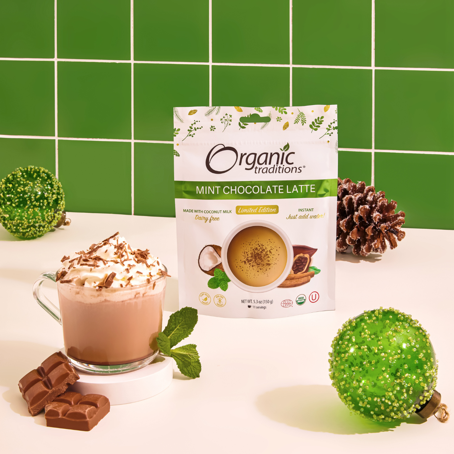 Organic Limited Edition Mint Chocolate Latte Powder - Premium Barista Style Drink Mix for Coffee Lovers - Perfect for Home, Office & Cafe Use