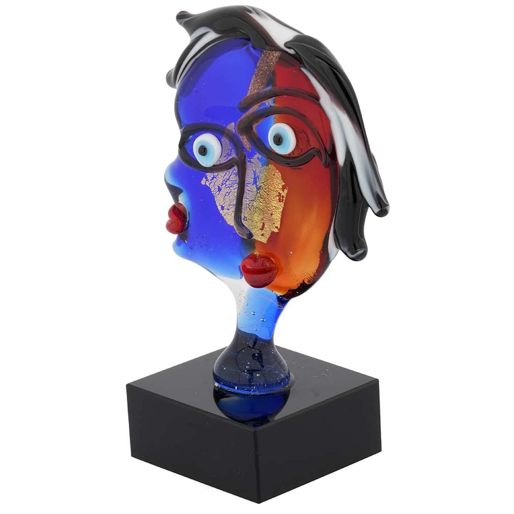 GlassOfVenice Authentic Murano Glass Picasso Woman Head Sculpture - Small Handmade Italian Art Piece for Home Decor & Gift Giving