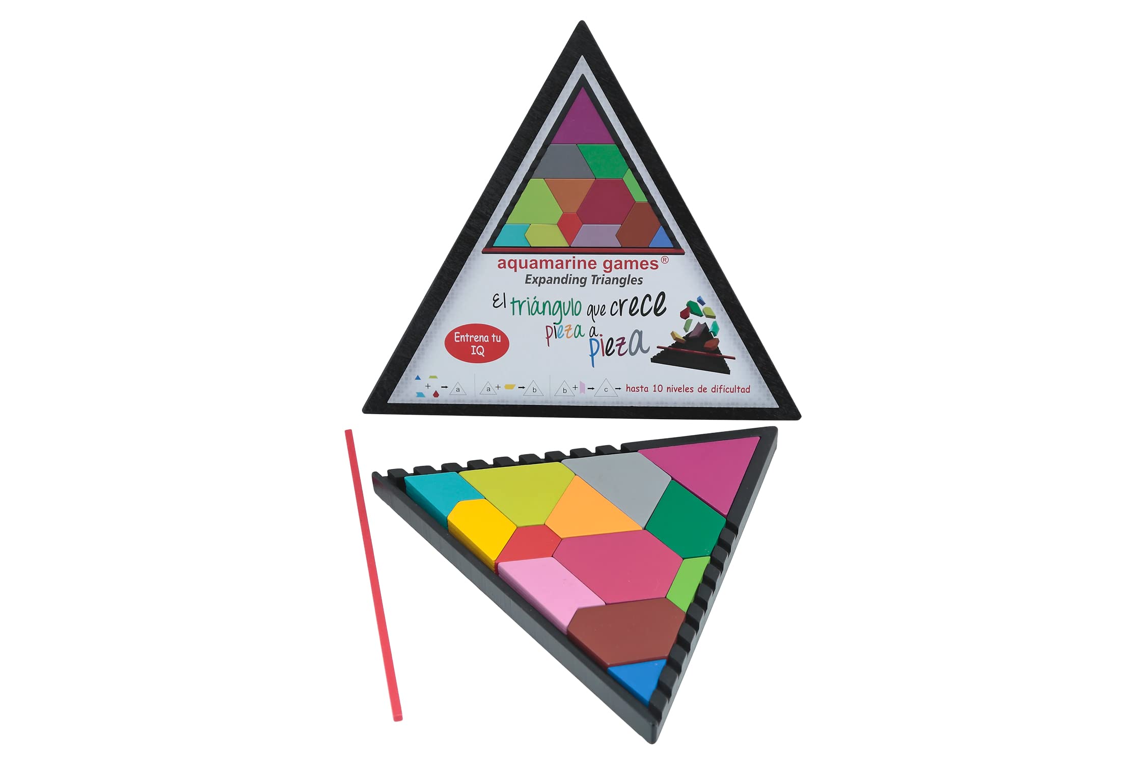 Aquamarine Games - 100% FSC Certified Expanding Triangles Puzzle for Adults & Kids - Perfect for Family Game Night, Travel & Brain Training