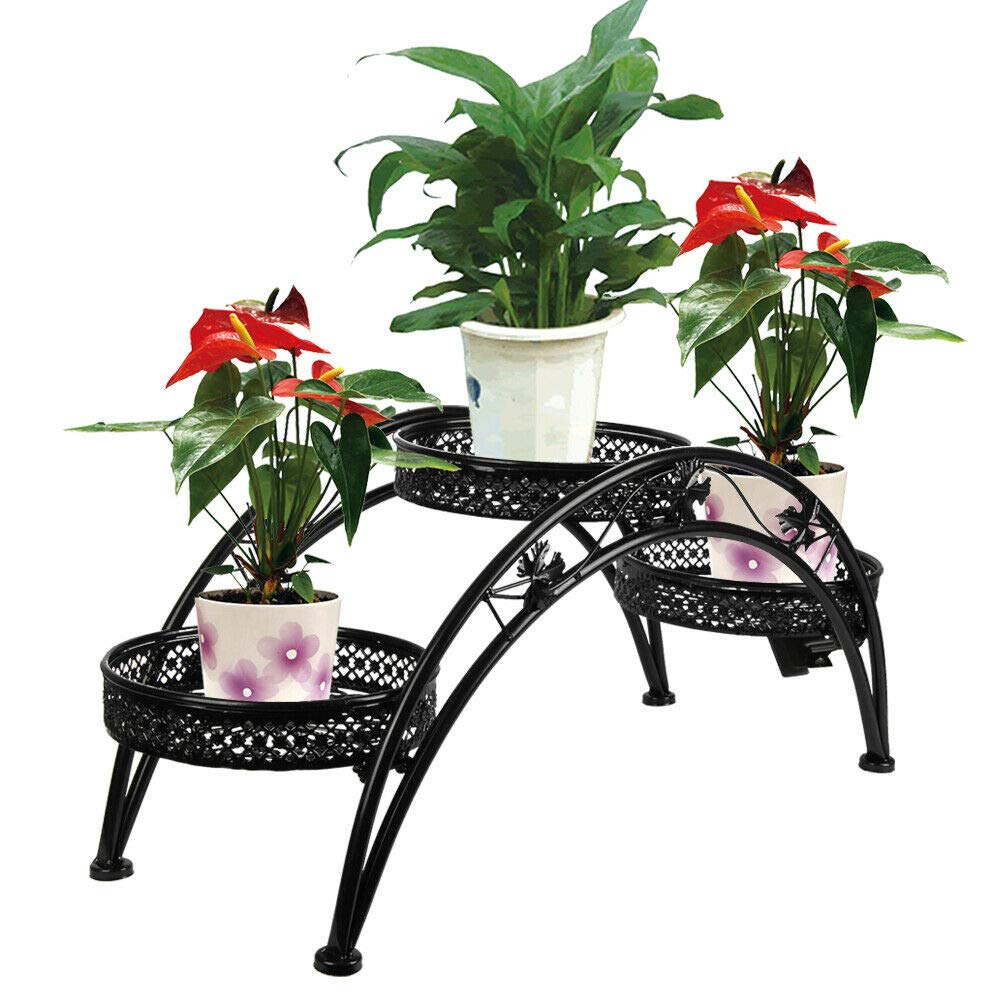 Sturdy Wrought Iron Metal Arch Plant Stand for Indoor & Outdoor Use - Garden, Patio, Balcony Decor - Perfect for Hanging Flower Pots, Vines, and Climbing Plants