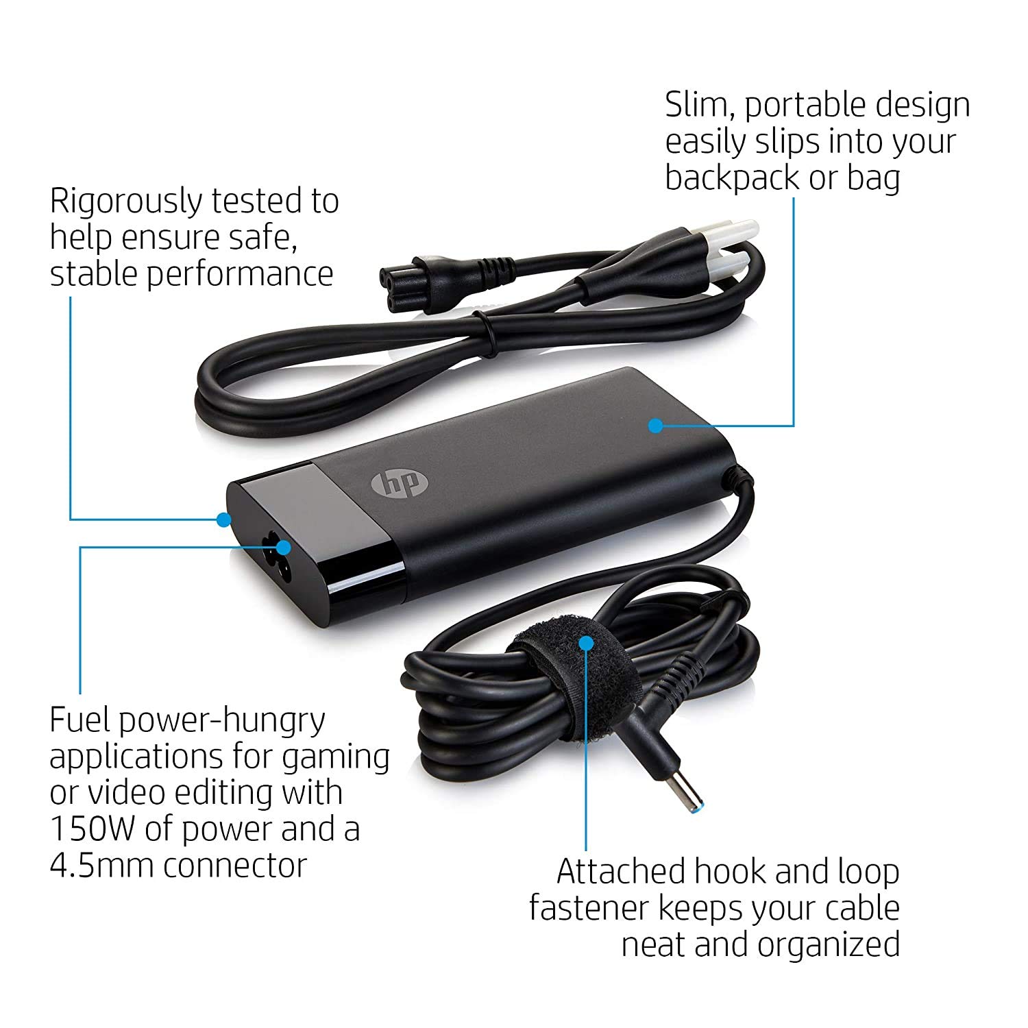 Original HP AC Adapter Power Supply Charger for Laptop - Compatible with HP Pavilion, Envy, ProBook, EliteBook Series - Perfect for Home, Office & Travel Use