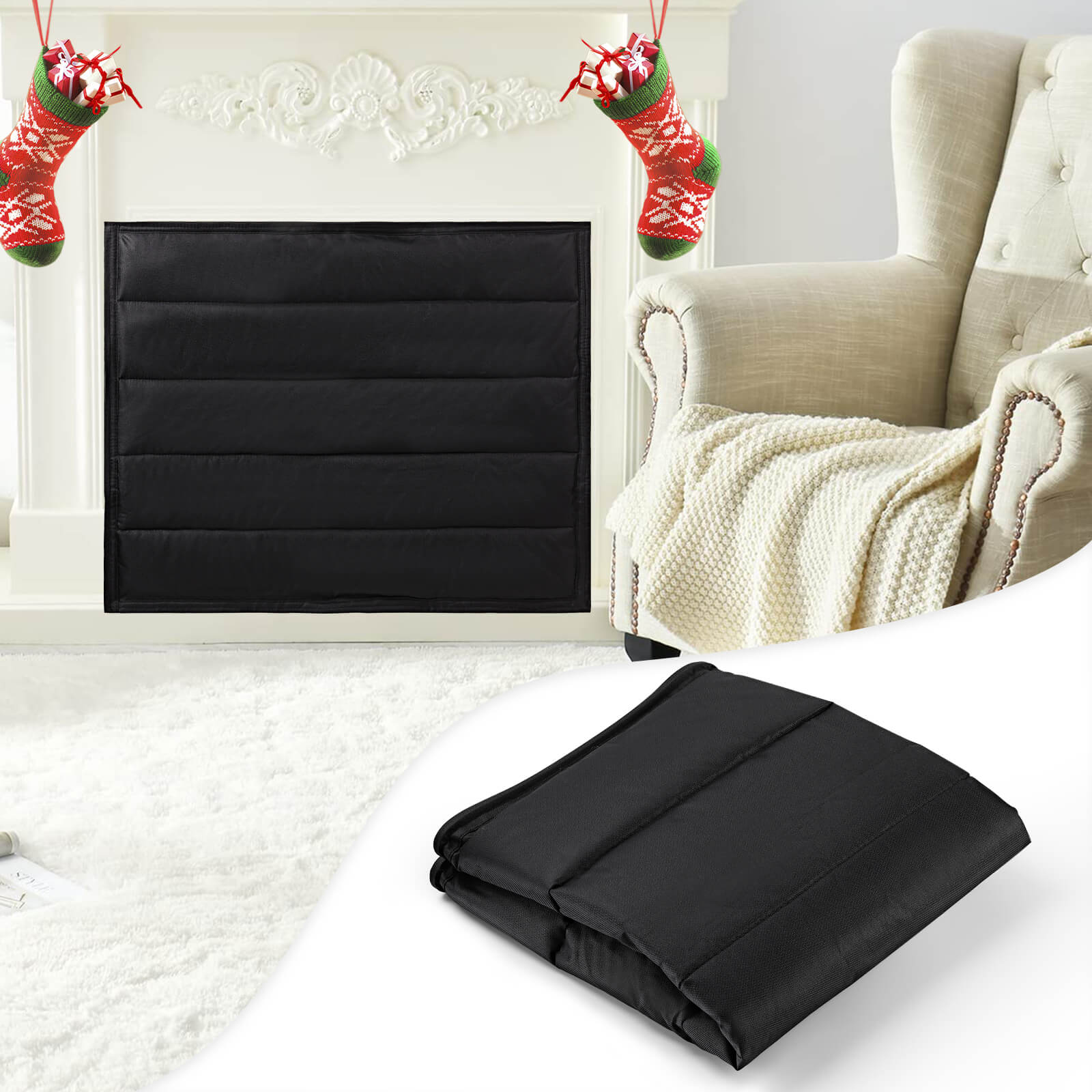 Magnetic Fireplace Cover for Eternal Flame Fireplaces - Heat Resistant & Secure Fit - Perfect for Home Safety and Decoration