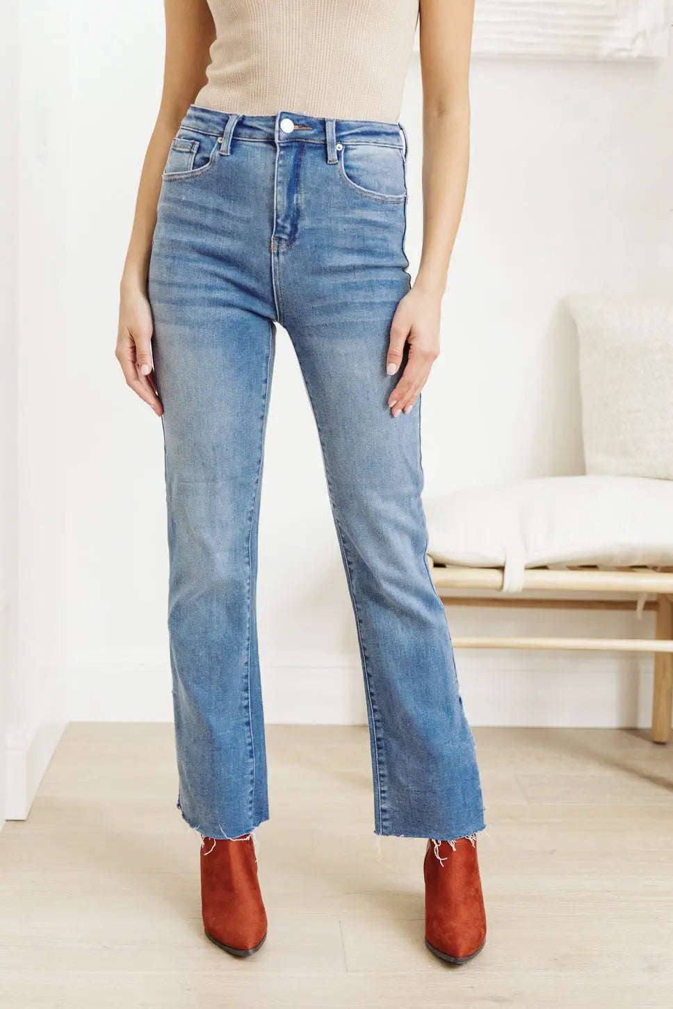 Jody Slim Flare Side Slit Jeans for Women - High Waisted Stretch Denim Pants with Side Slits | Perfect for Casual Outfits, Date Nights & Street Style