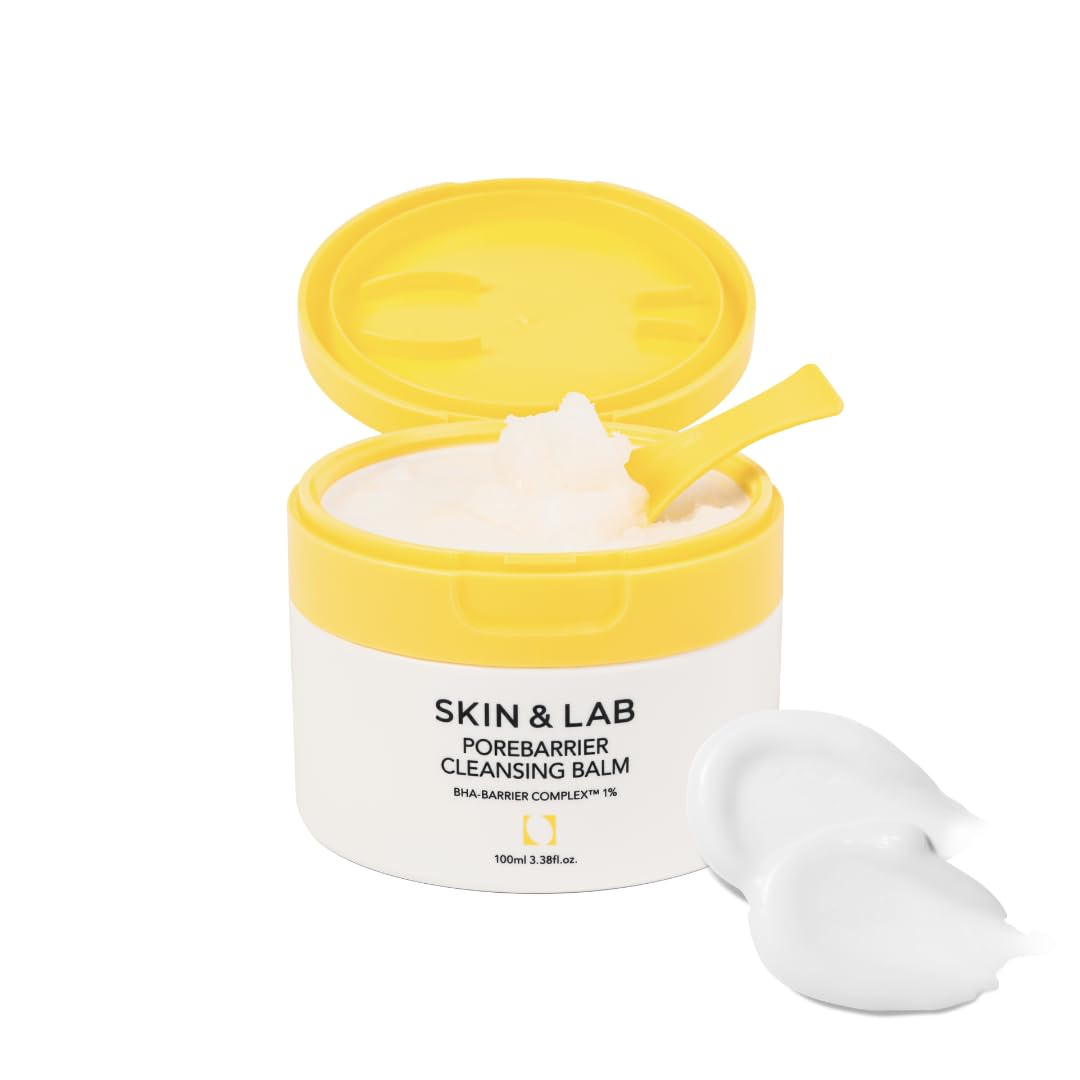 SKIN&LAB Porebarrier Face Cleansing Balm - Vegan Makeup Remover for Waterproof Makeup & Eyelash Extensions | Korean Cleansing Balm Transforms from Balm to Oil to Milk | Gentle Formula for Sensitive Skin | 3.38 Fl Oz | Perfect for Daily Deep Cleansing & Nighttime Skincare Routine